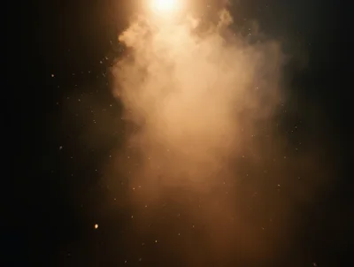 Golden Dust Particles Floating In Light Beam