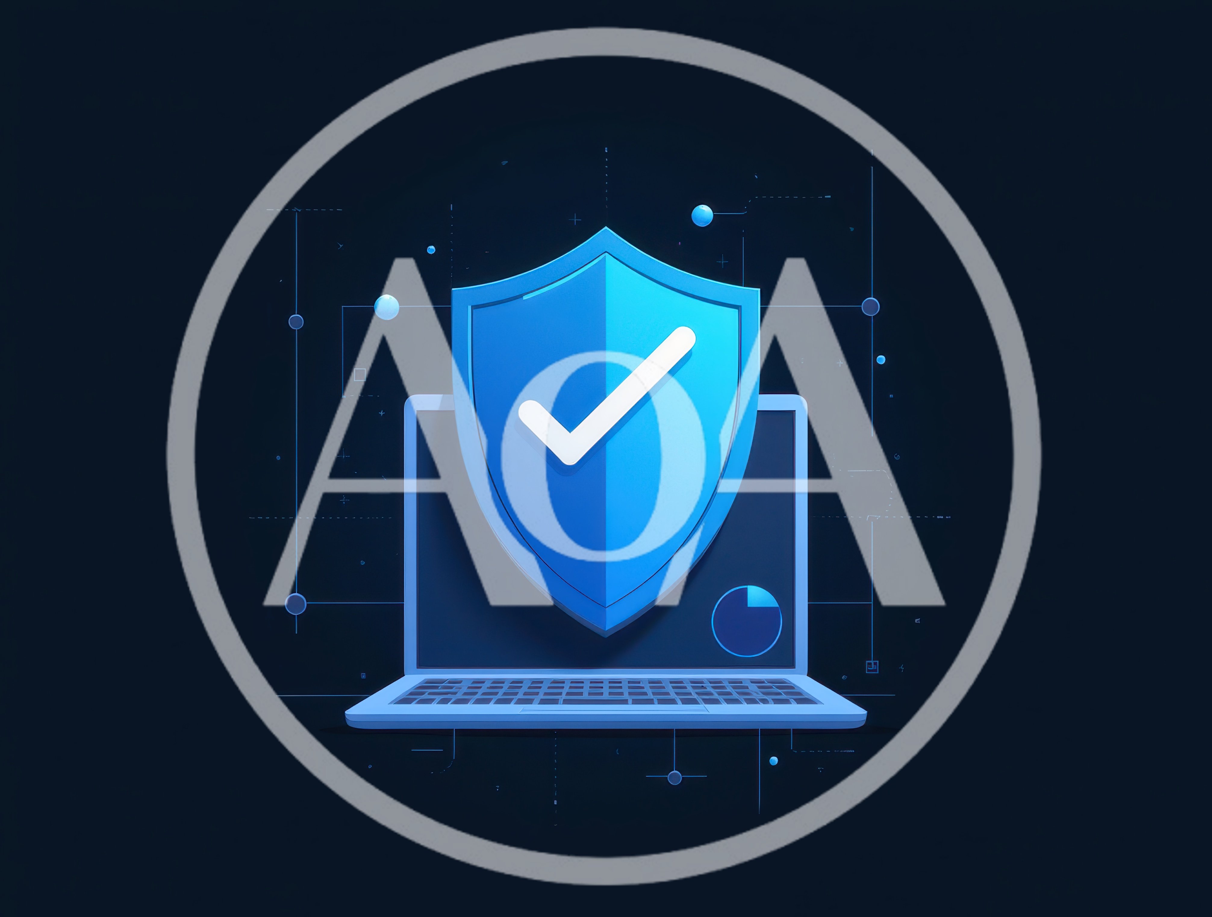 Cybersecurity Shield Icon Over Laptop Computer