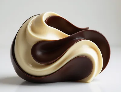 Swirled Dark and White Chocolate Abstract Sculpture