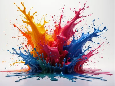 Vibrant Multi-Colored Paint Splash Explosion