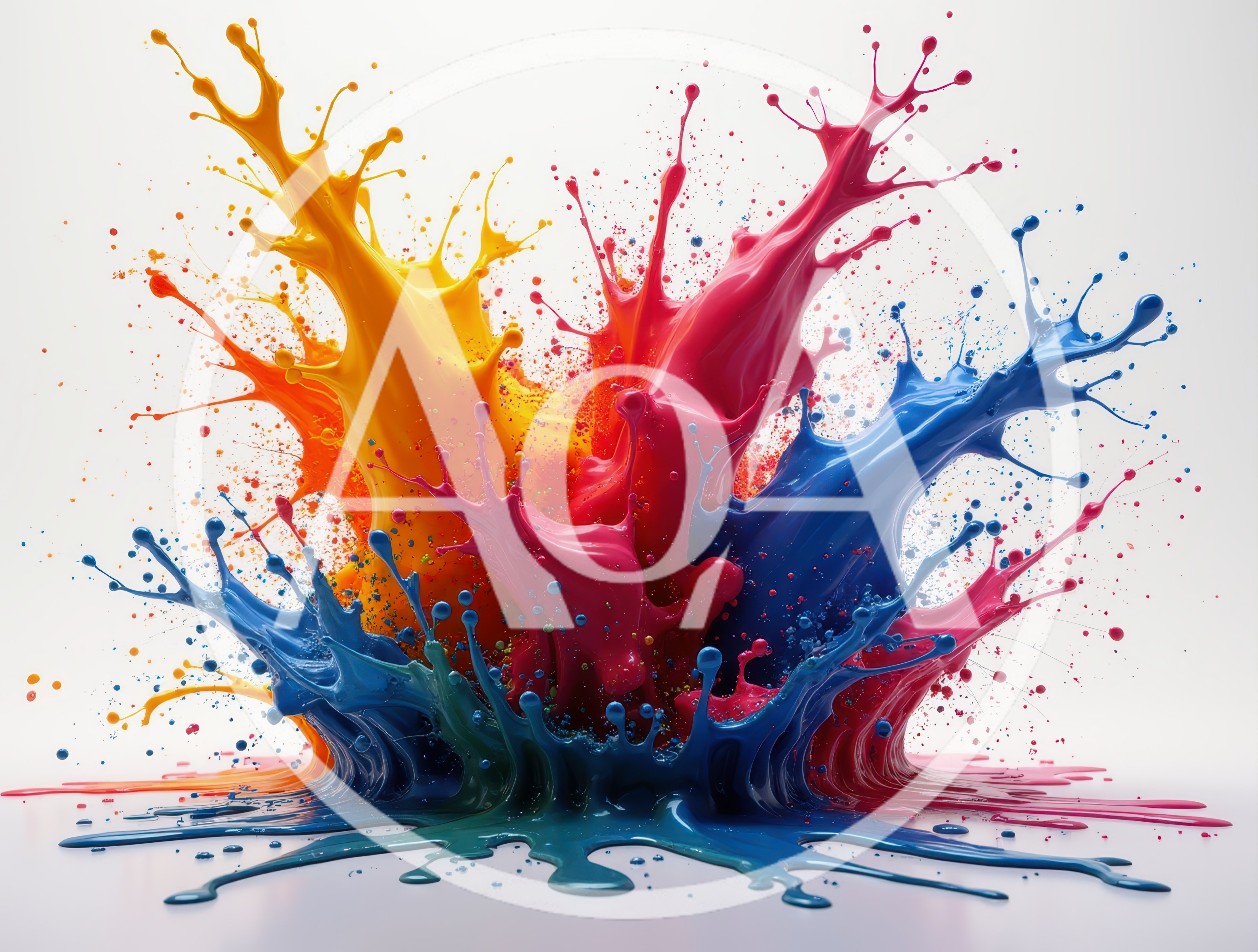 Vibrant Multi-Colored Paint Splash Explosion