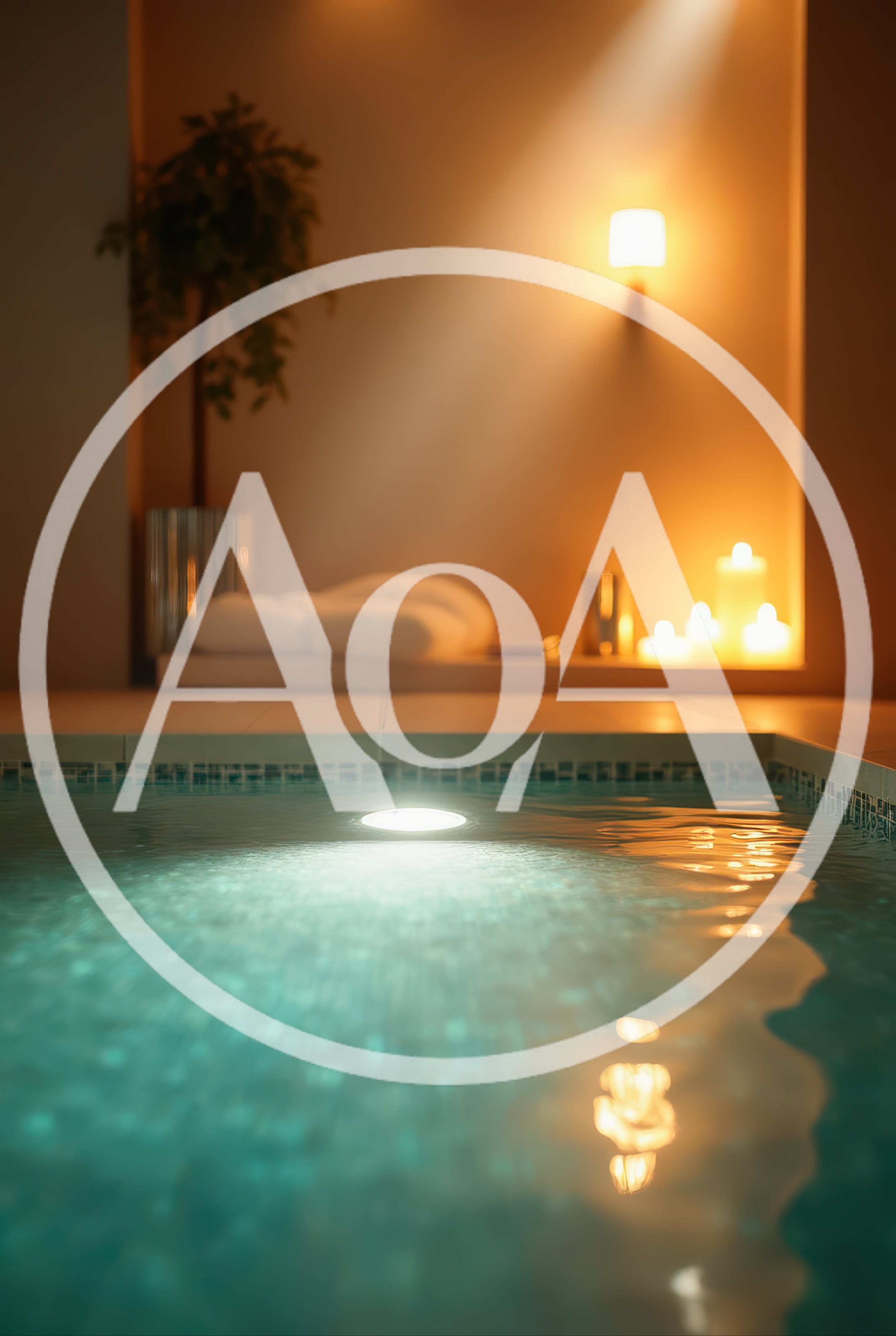 Illuminated Indoor Swimming Pool With Candles And Decor