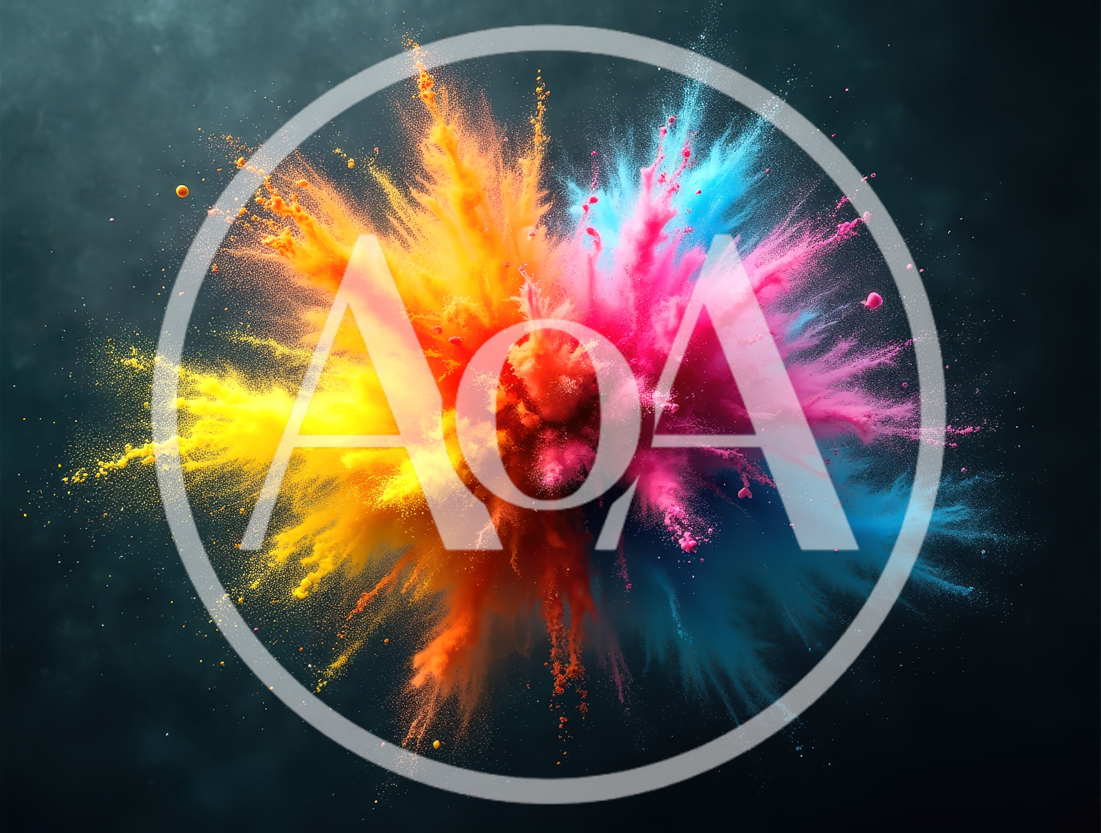 Vibrant Multi-Colored Powder Explosion Against Dark Background