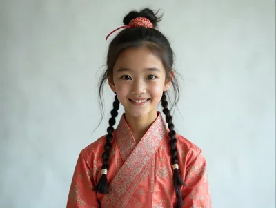 Portrait Of A Young Asian Girl In Traditional Clothing