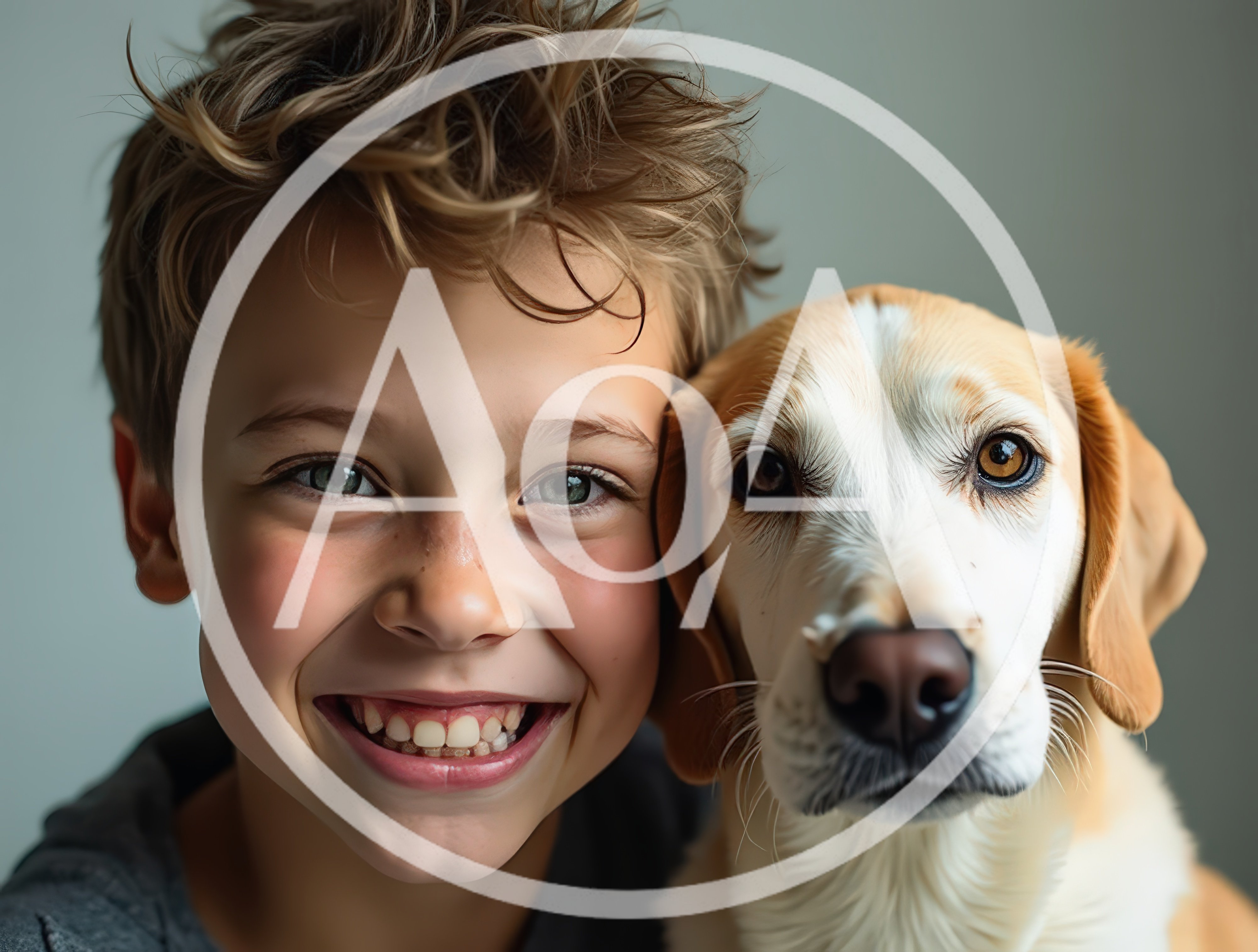 Young Boy Smiling Next To His Pet Beagle