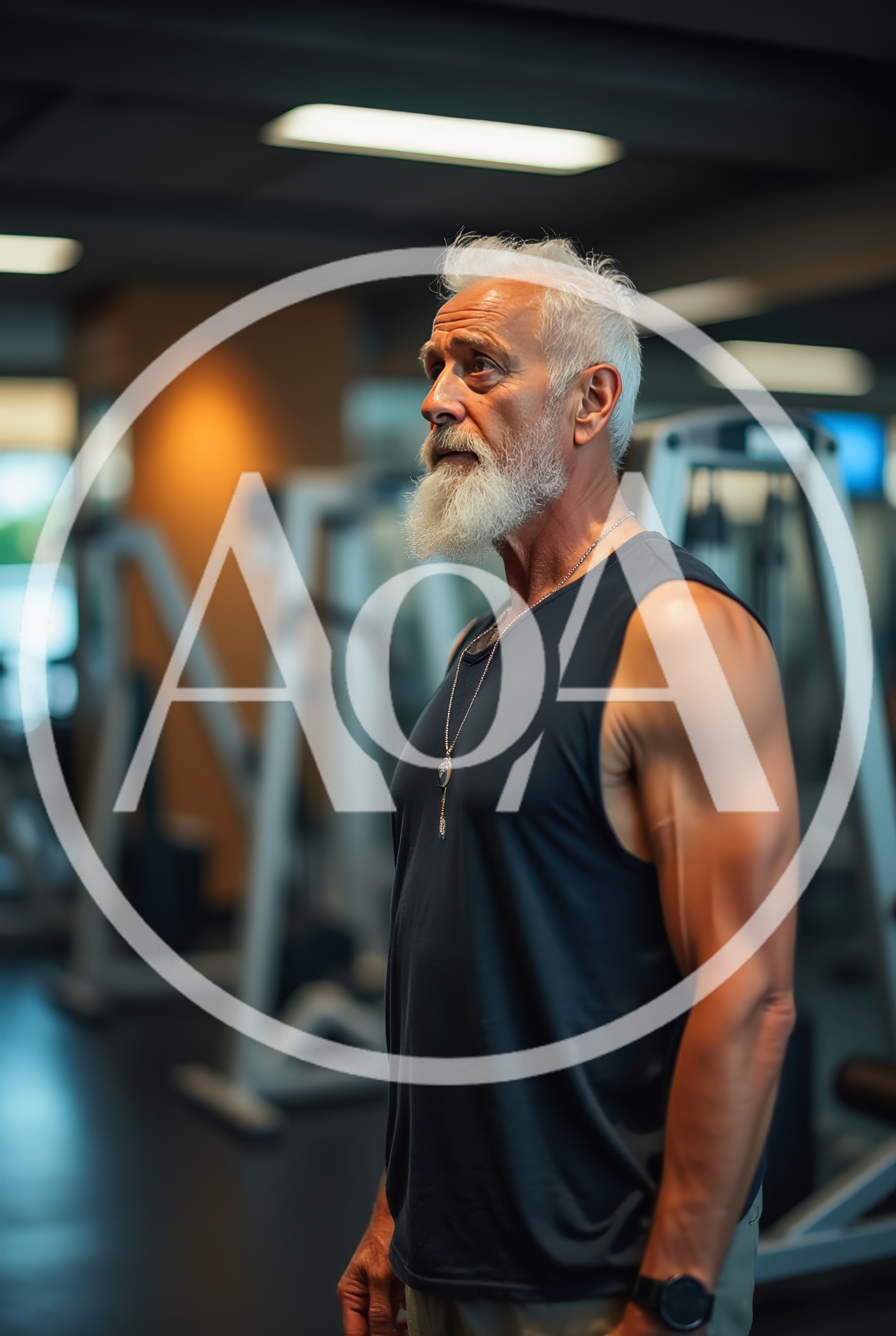 Fit Senior Man Standing In A Modern Gym
