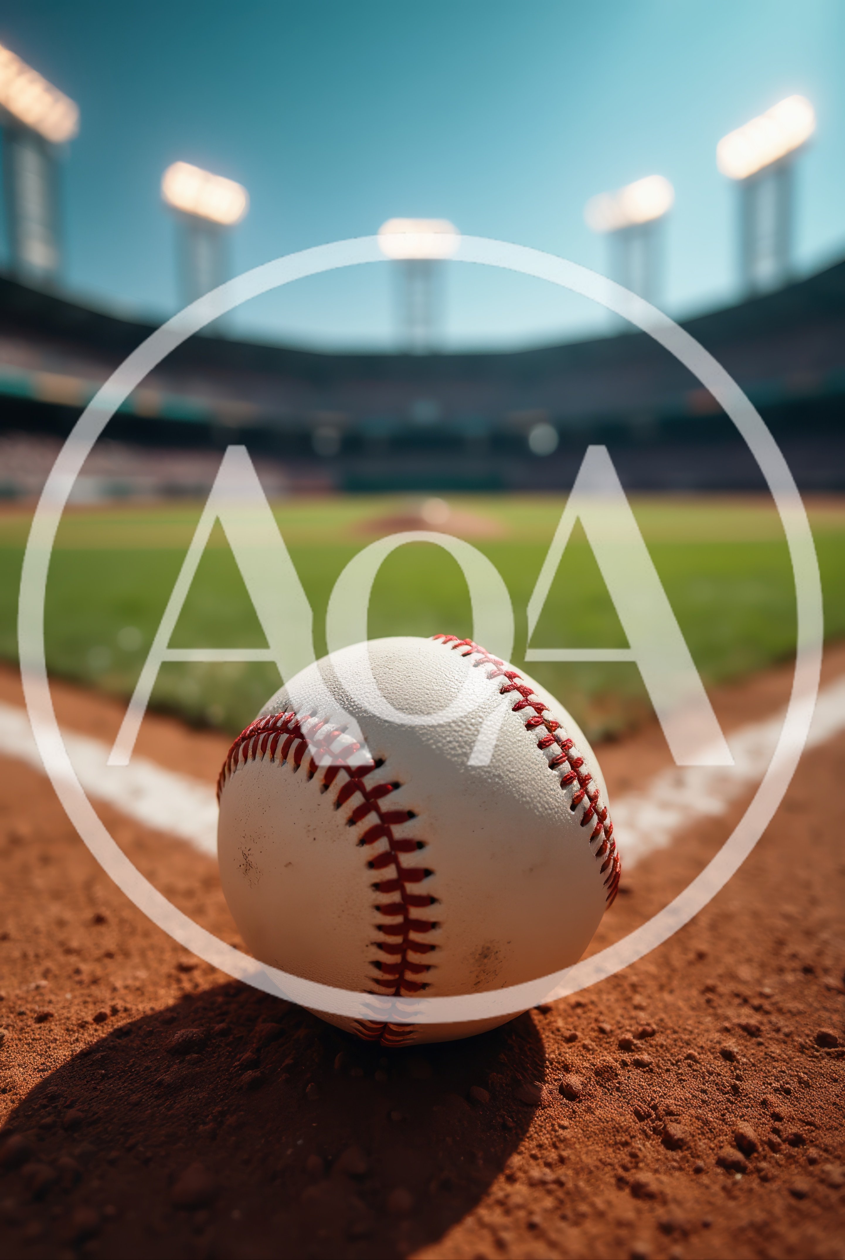 Baseball Resting on the Foul Line of a Stadium