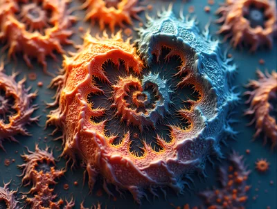 Microscopic View Of Abstract Biological Cell Structures