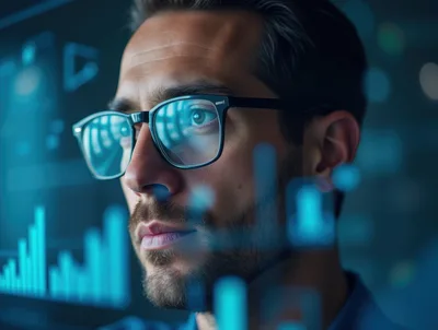 Data Analyst Examining Digital Financial Charts