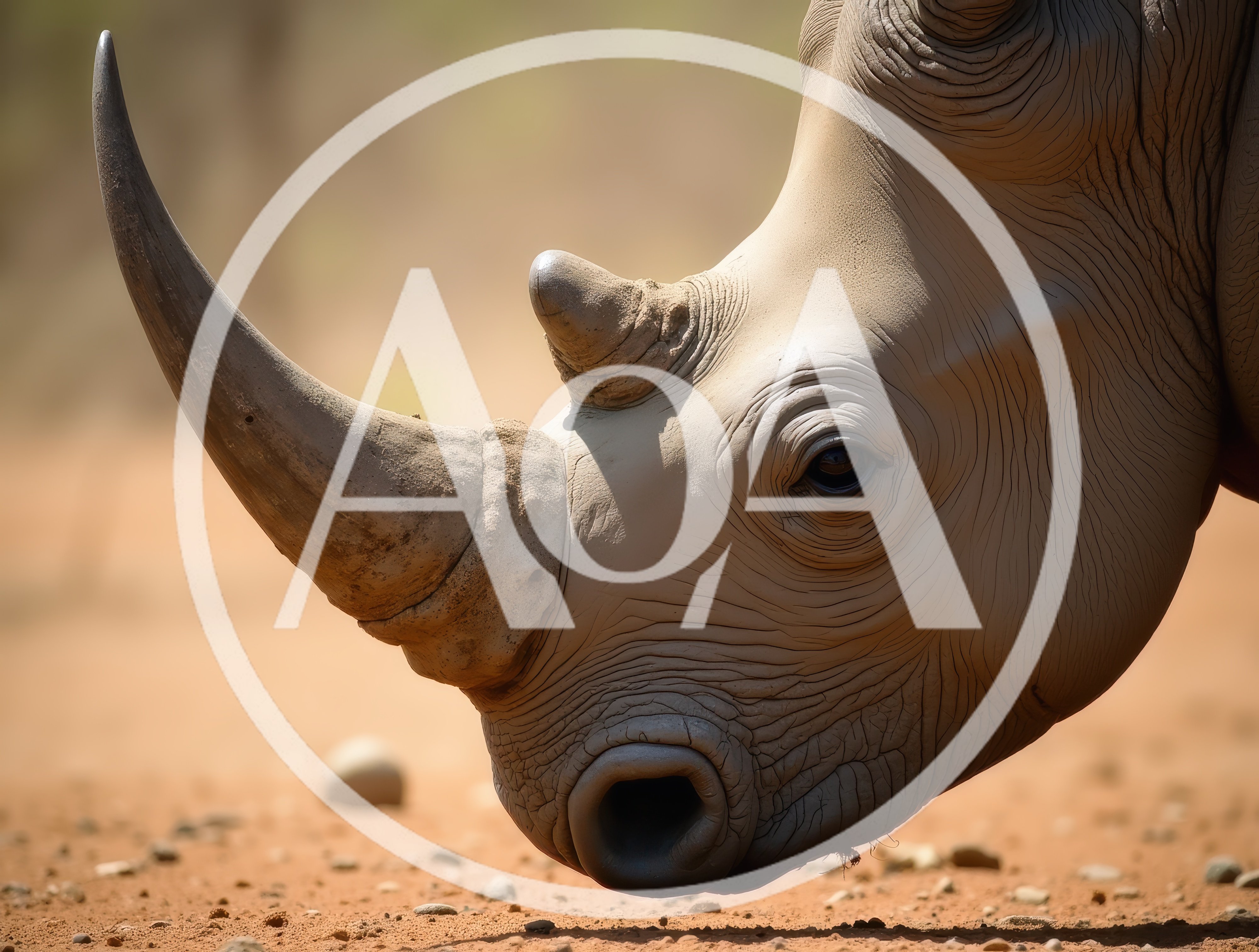 Close Up Portrait Of A White Rhinoceros
