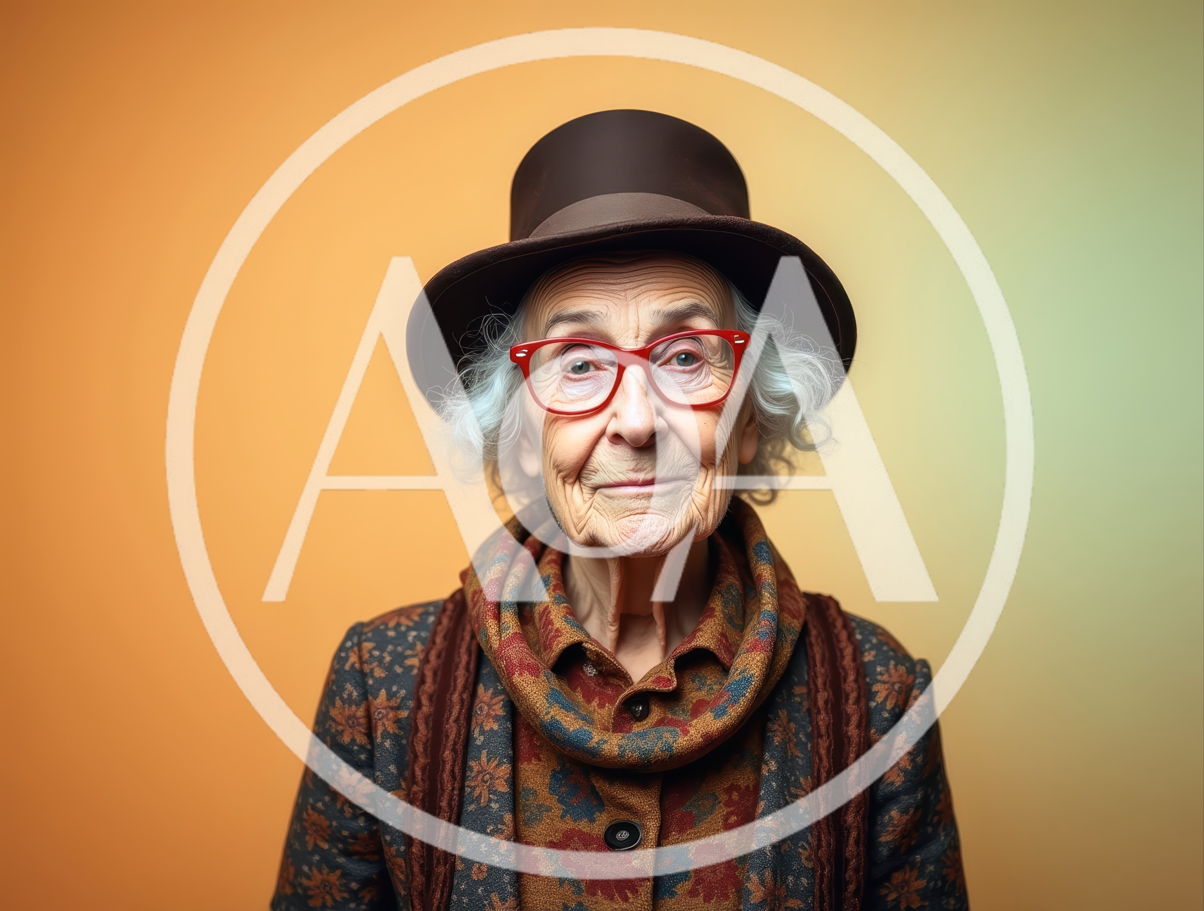 Portrait Of An Elderly Woman Wearing A Fedora And Glasses