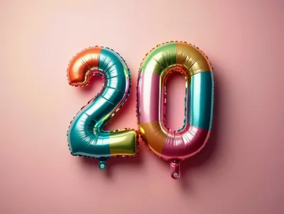 Multicolor Foil Balloon Number Twenty