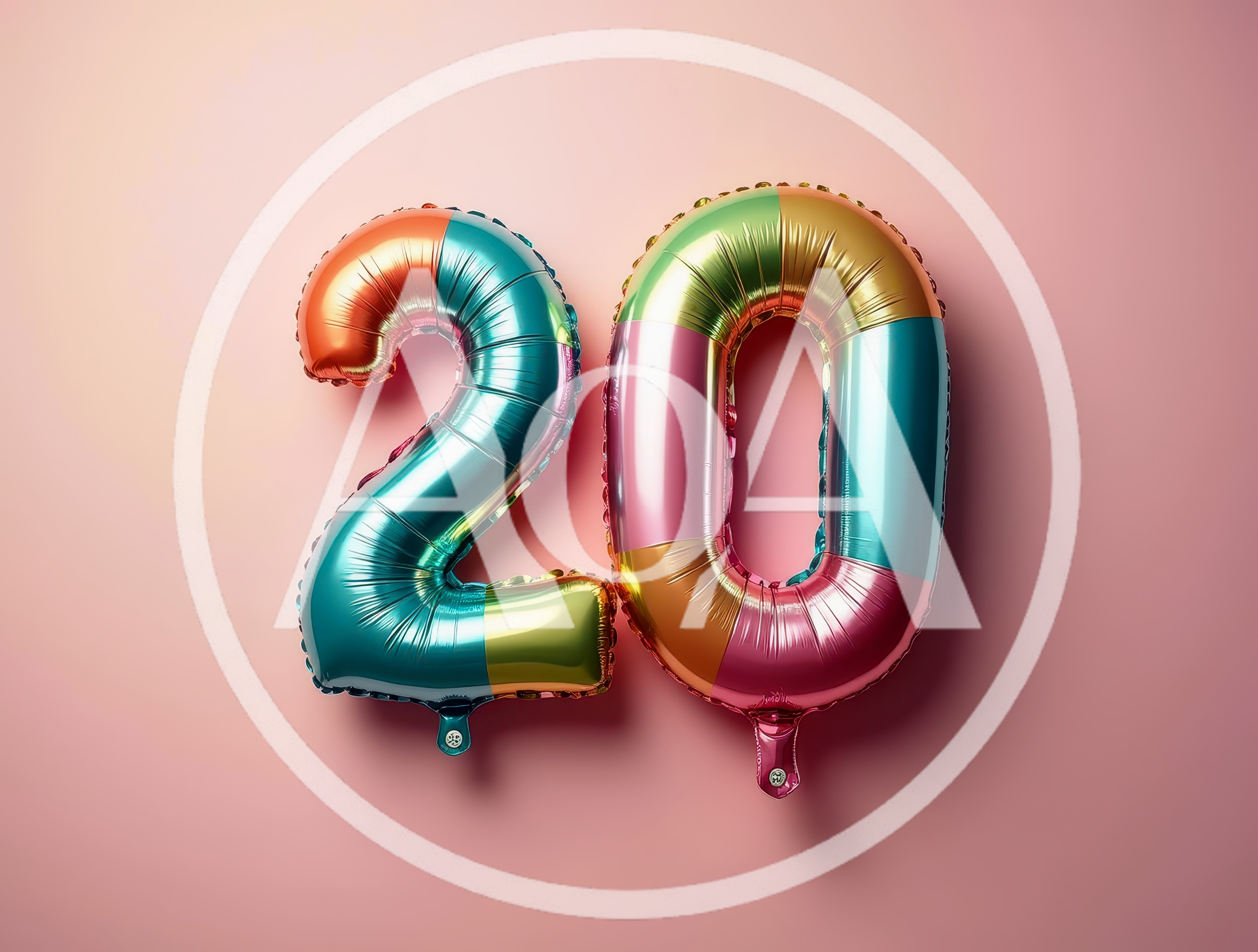 Multicolor Foil Balloon Number Twenty