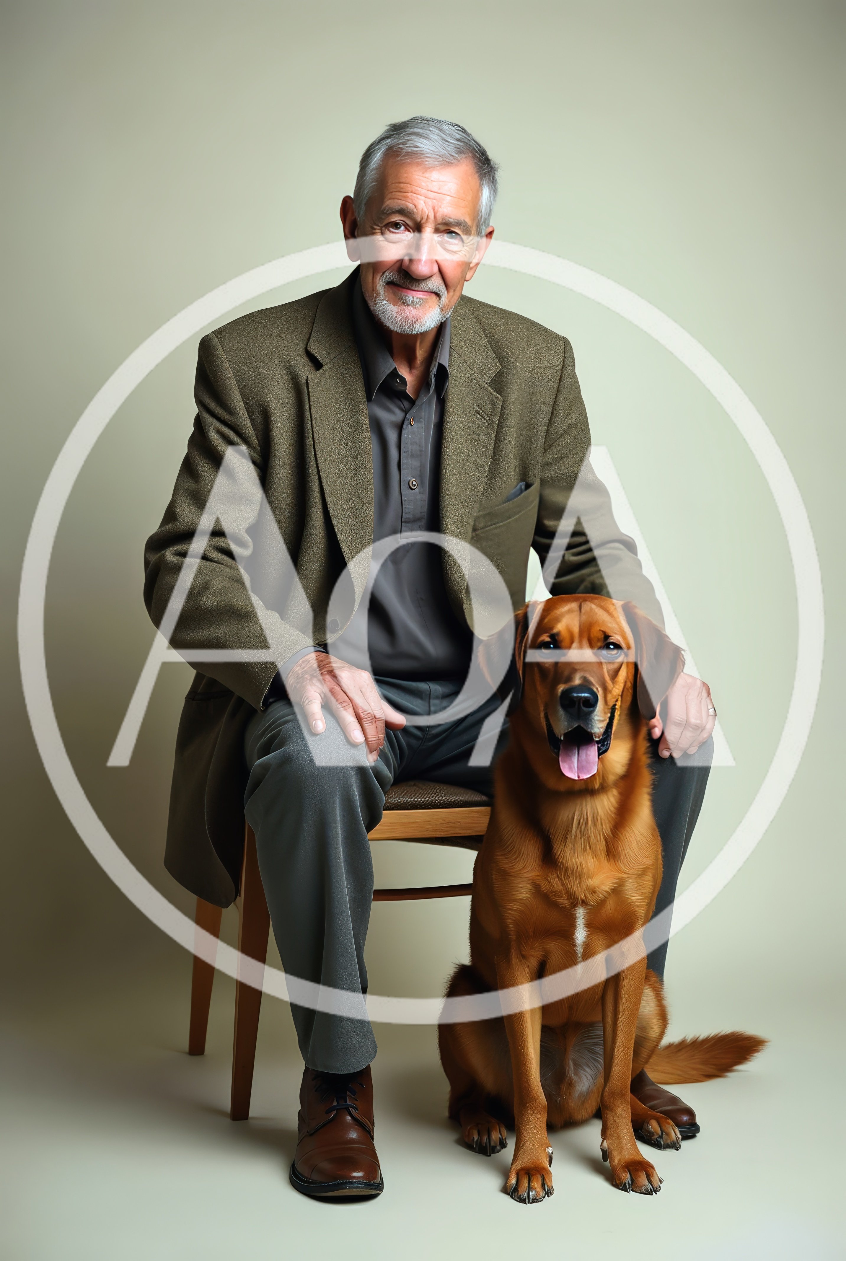 Senior Man Sitting With His Loyal Dog