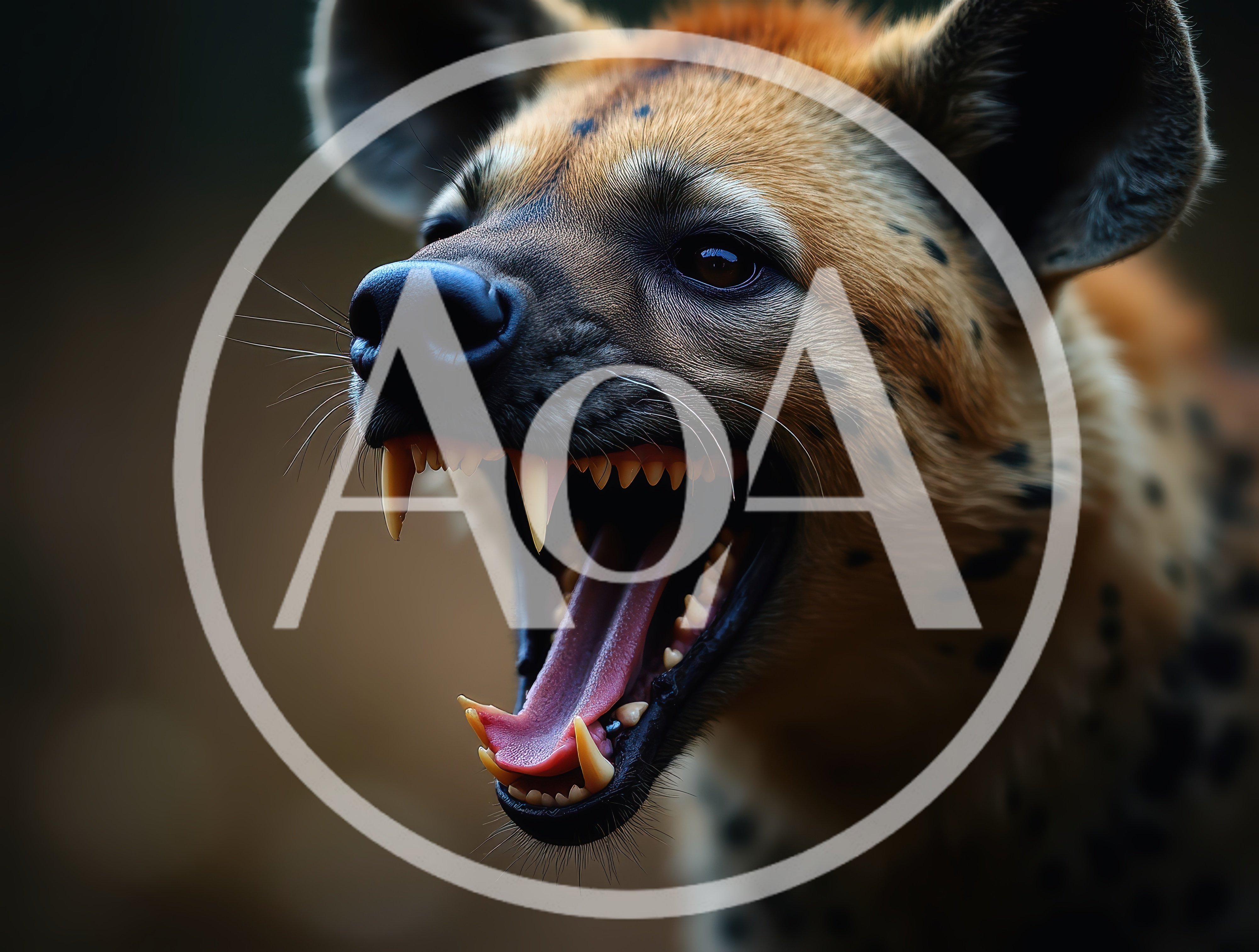 Close Up Portrait Of A Snarling Spotted Hyena