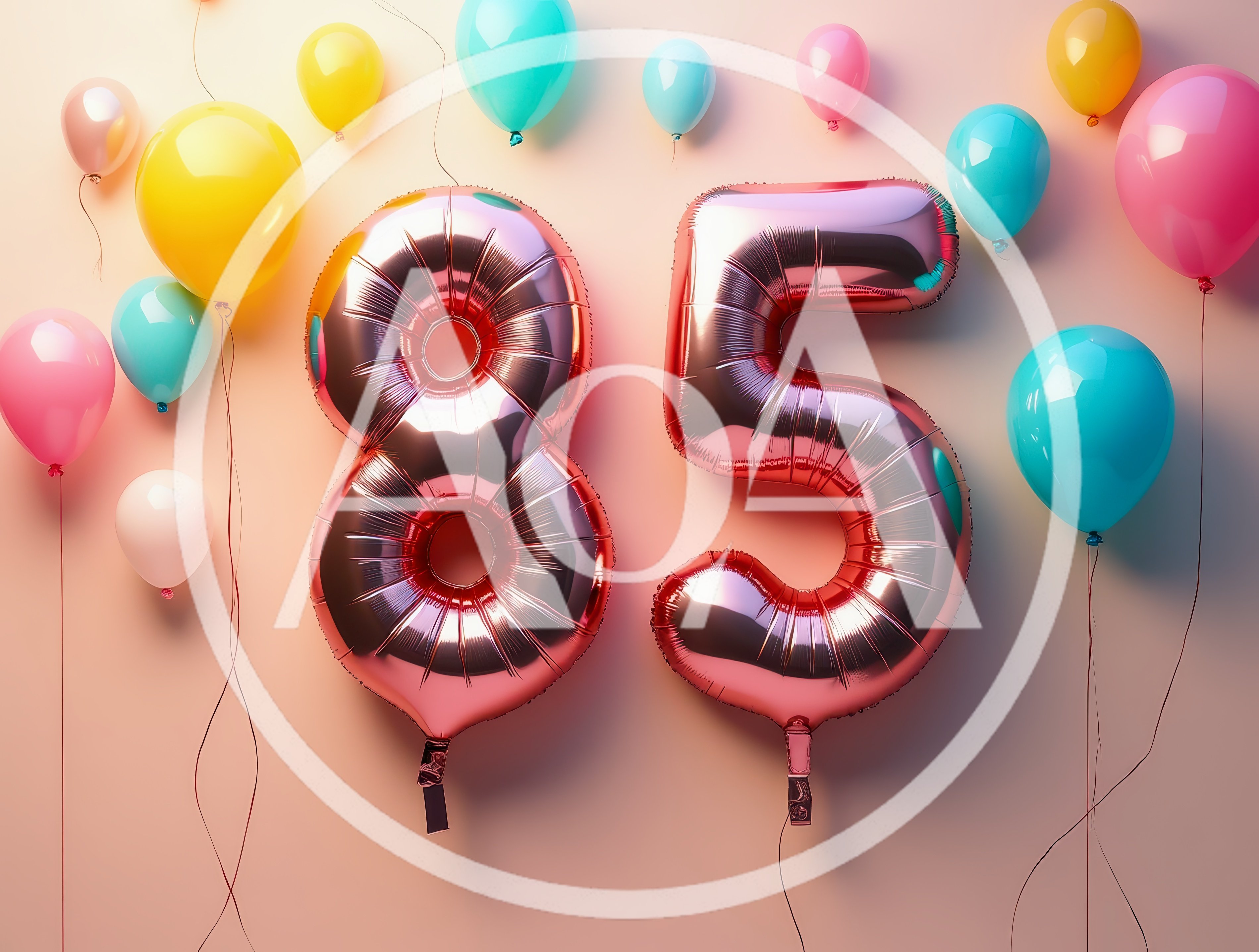 Metallic Rose Gold Number 85 Balloons