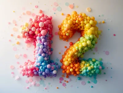Number Twelve Made of Colorful Small Spheres