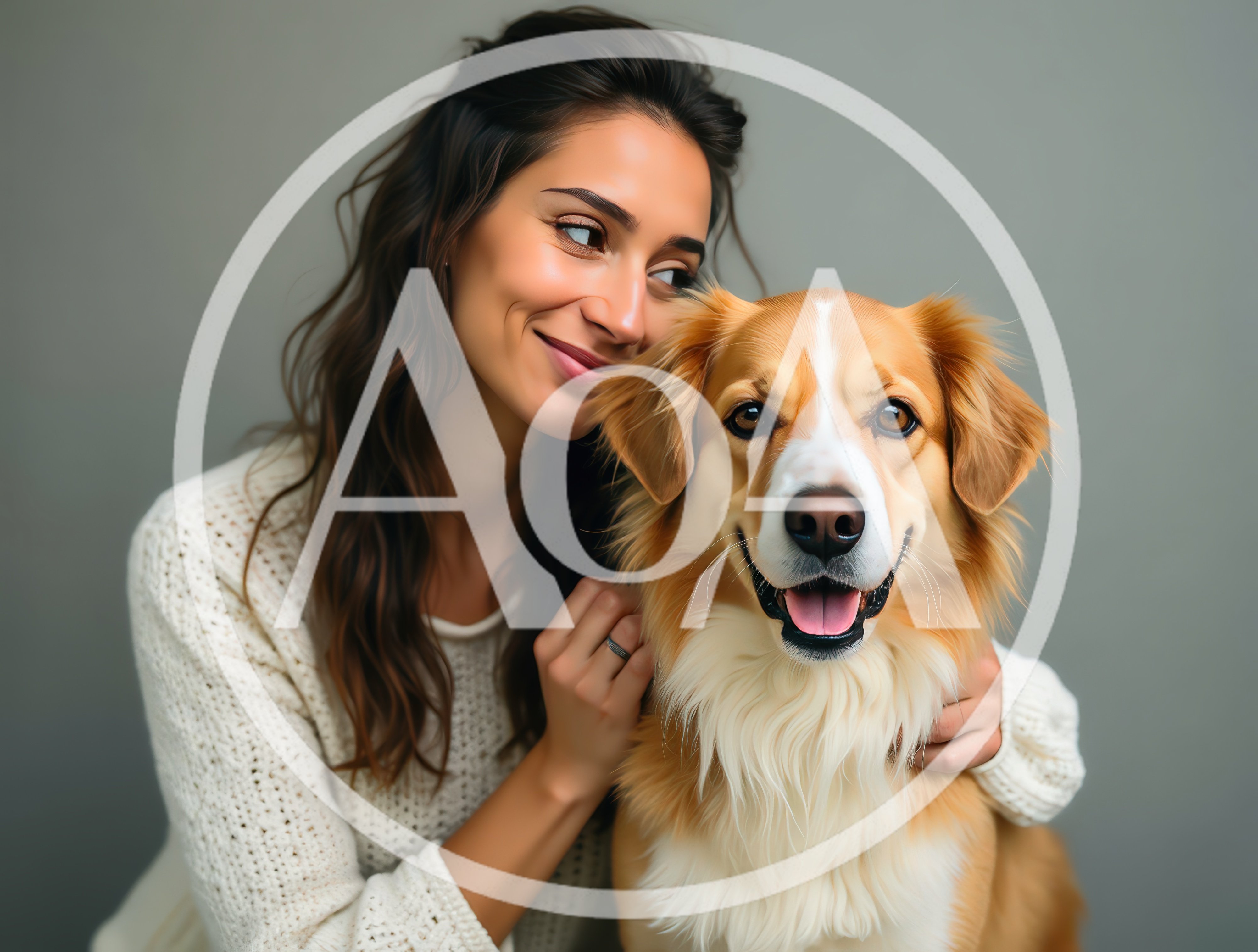 Young Woman Embracing Her Golden Retriever Dog