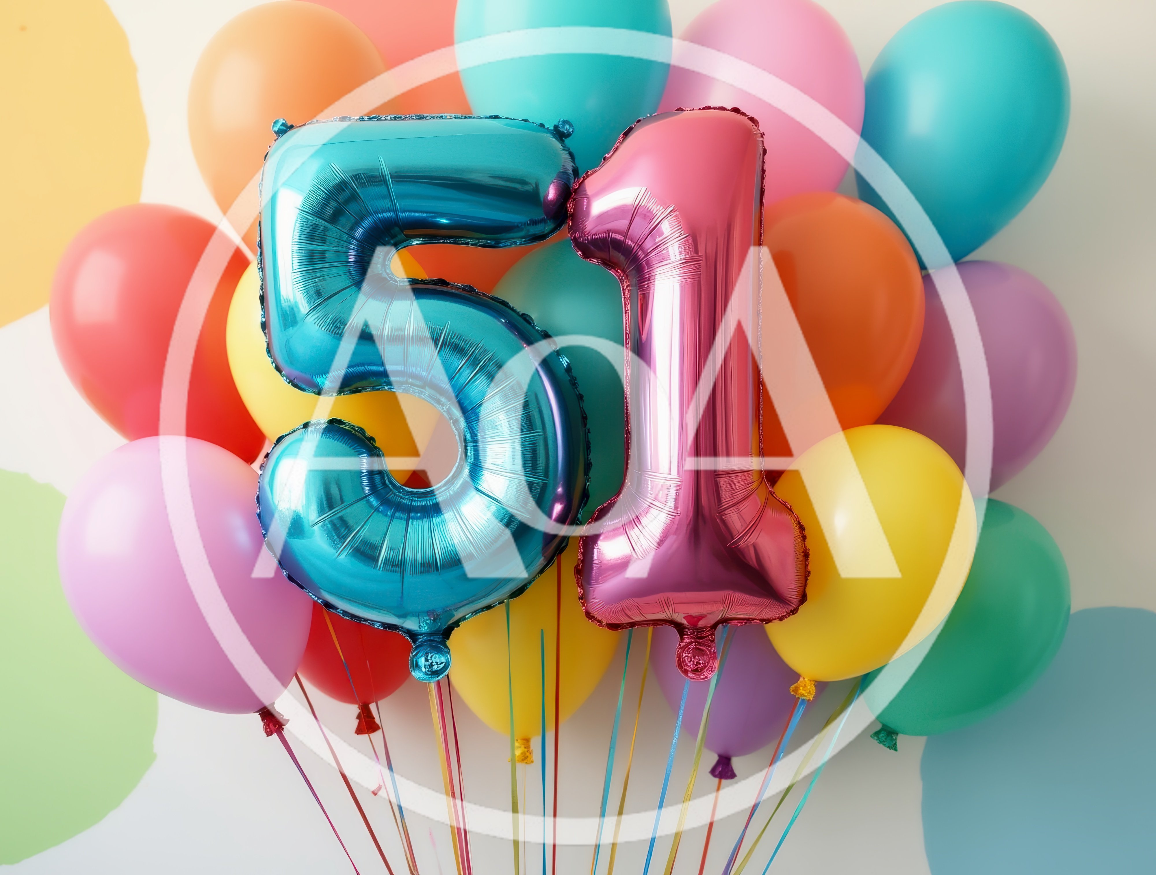 Blue And Pink Fifty One Number Balloons
