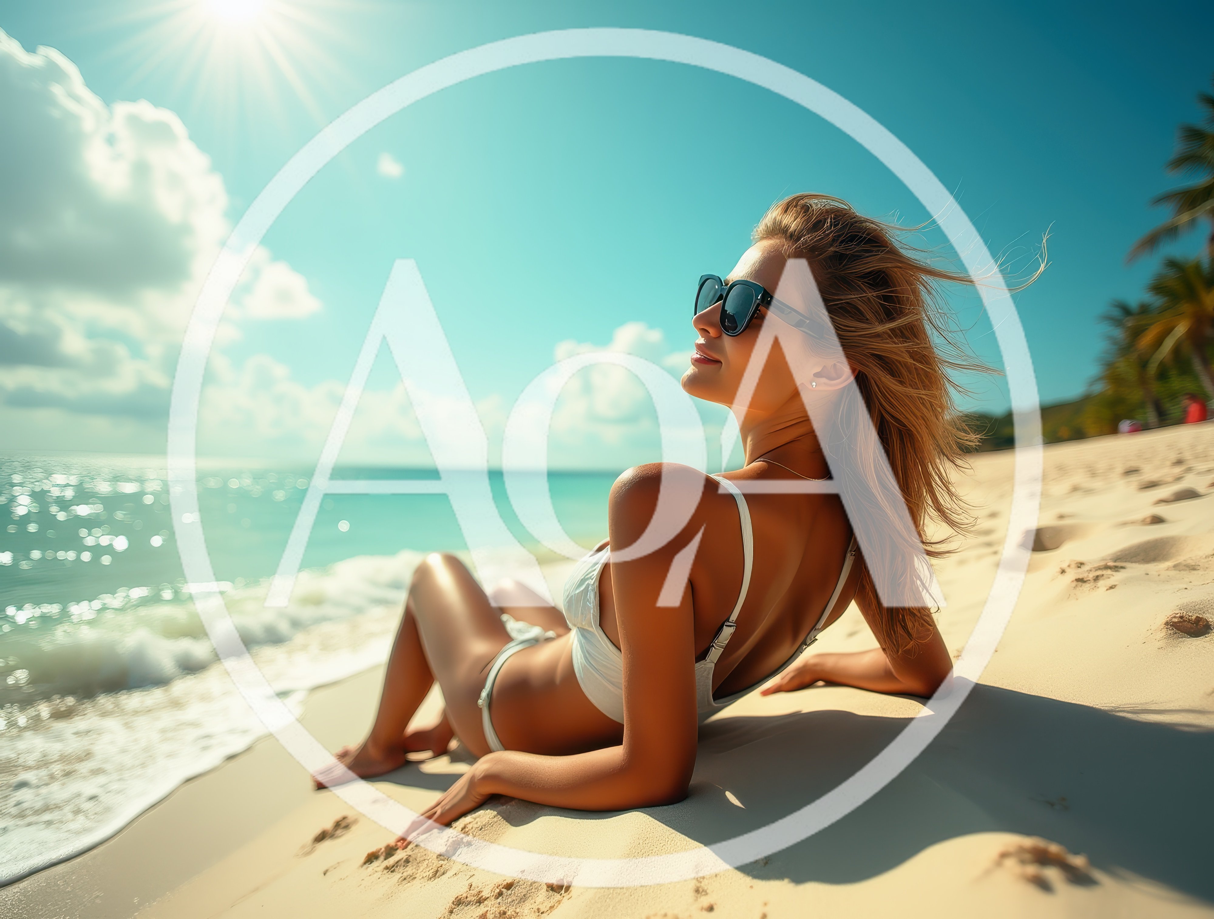 Young Woman Relaxing on Tropical Beach