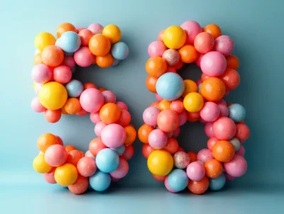 Number Fifty Eight Made Of Colorful Glossy Spheres