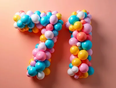 Number Seventy One Made Of Colorful Balloons