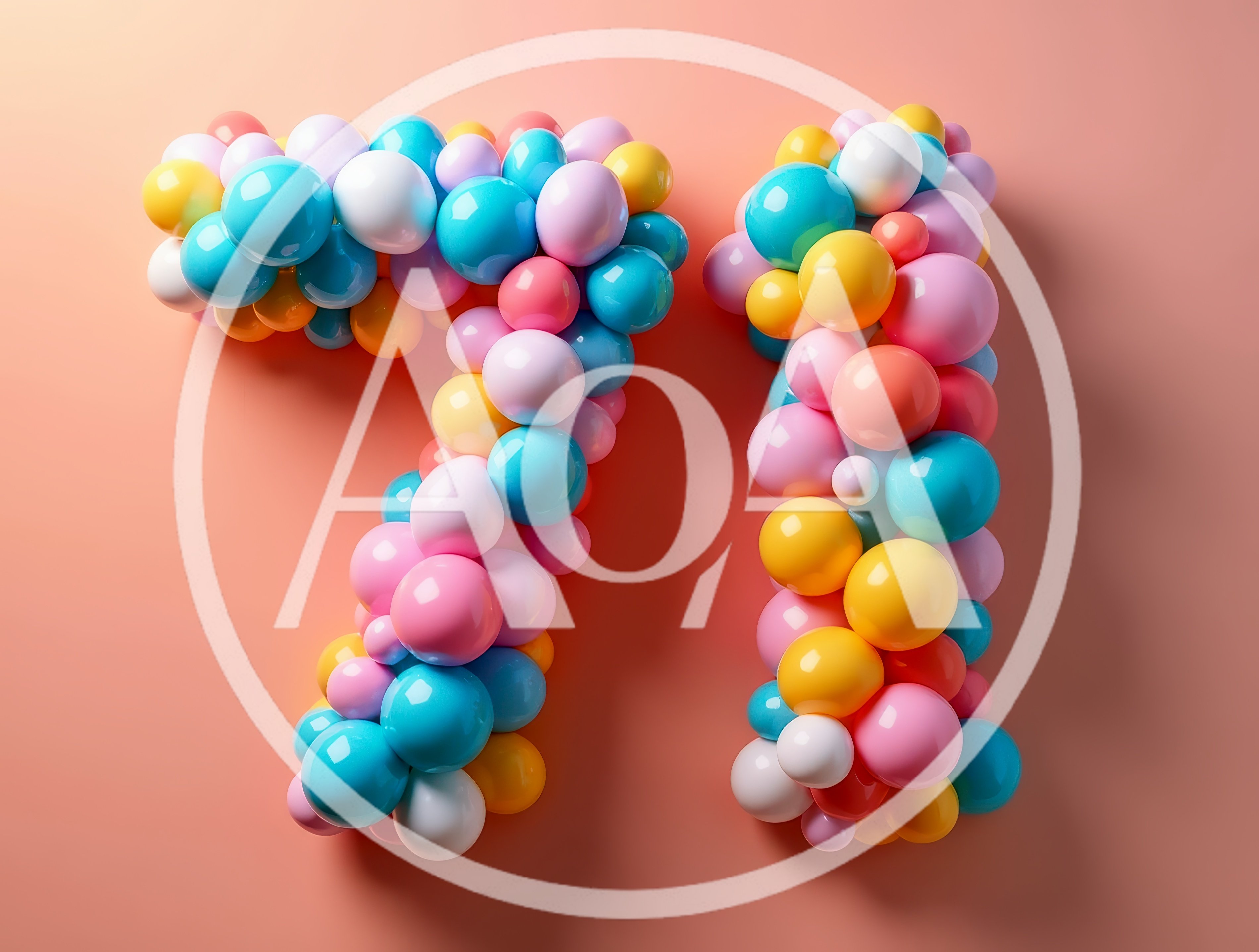 Number Seventy One Made Of Colorful Balloons