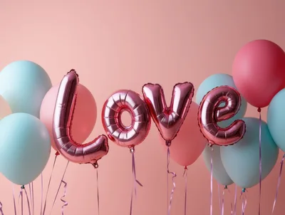 Love Foil Balloons With Pastel Latex Balloons
