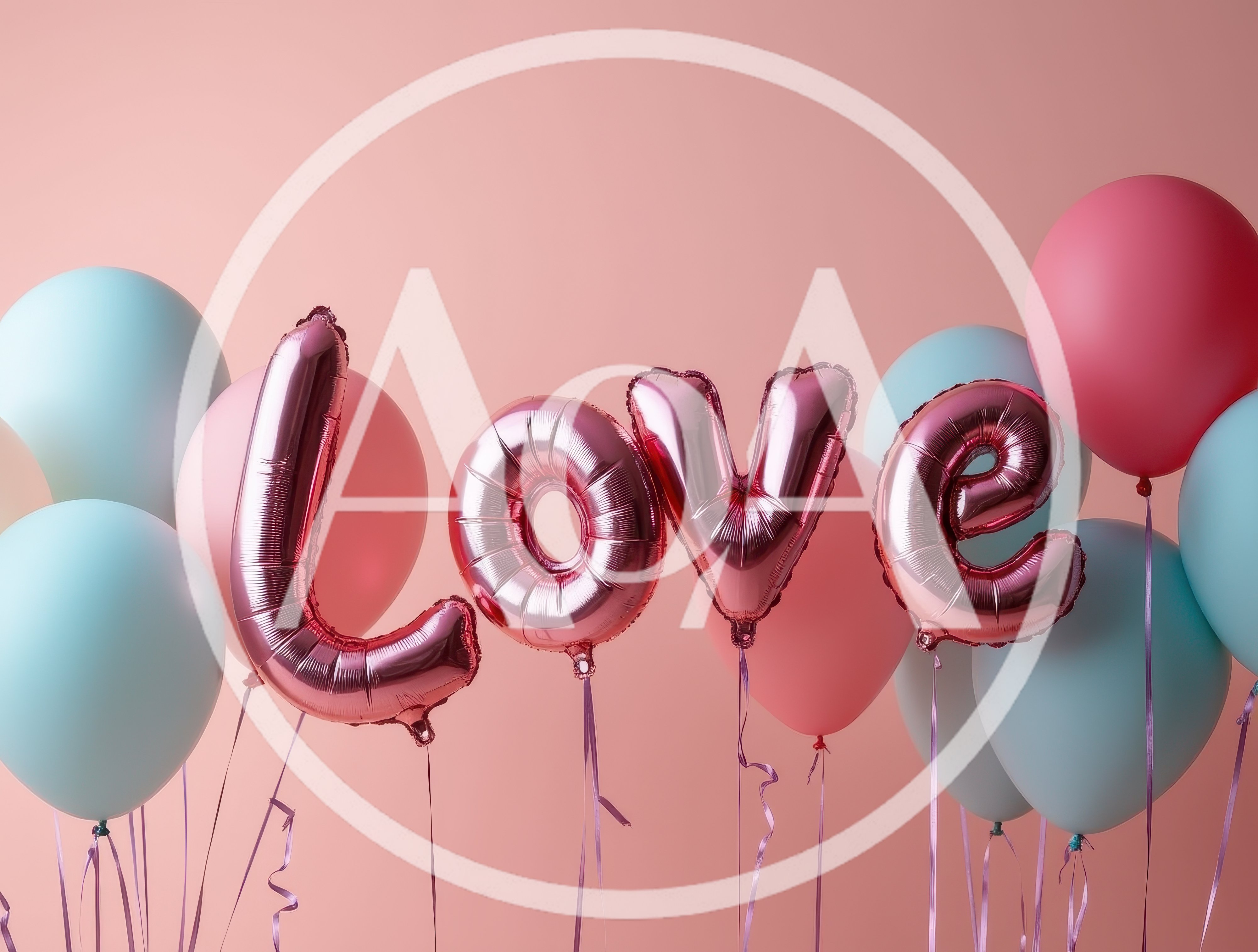 Love Foil Balloons With Pastel Latex Balloons
