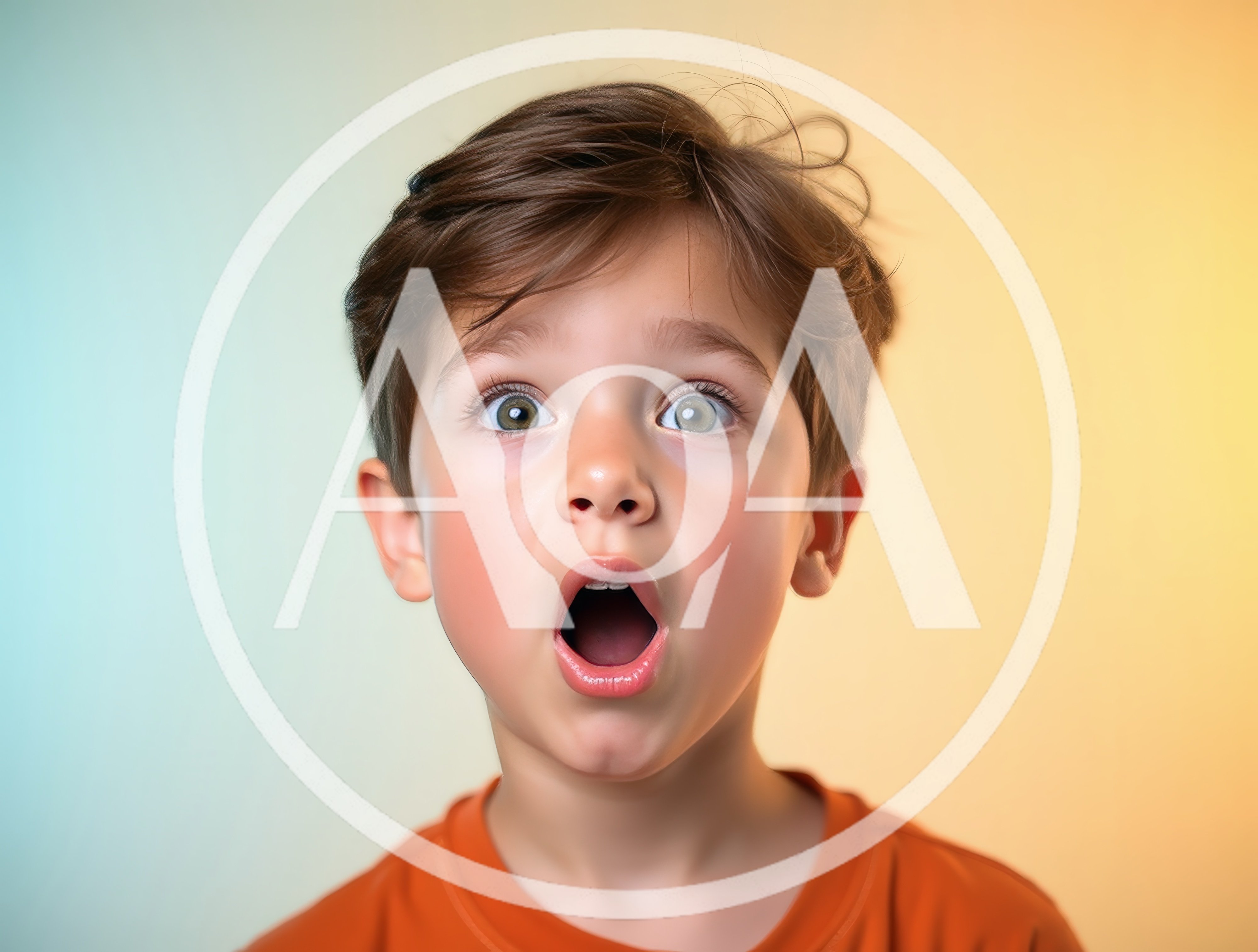 Surprised Young Boy With Wide Eyes And Open Mouth