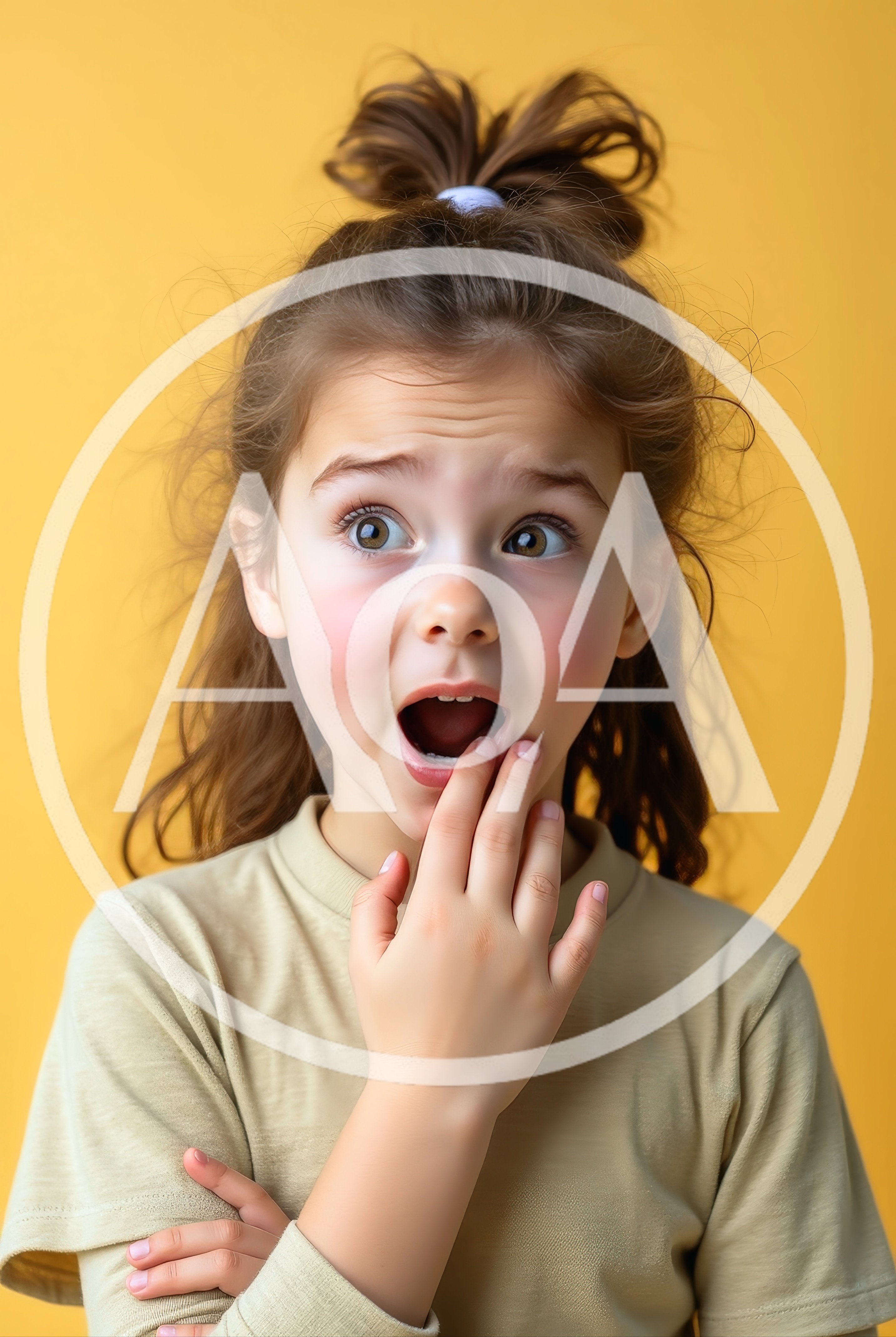 Surprised Young Girl With Hand Over Mouth