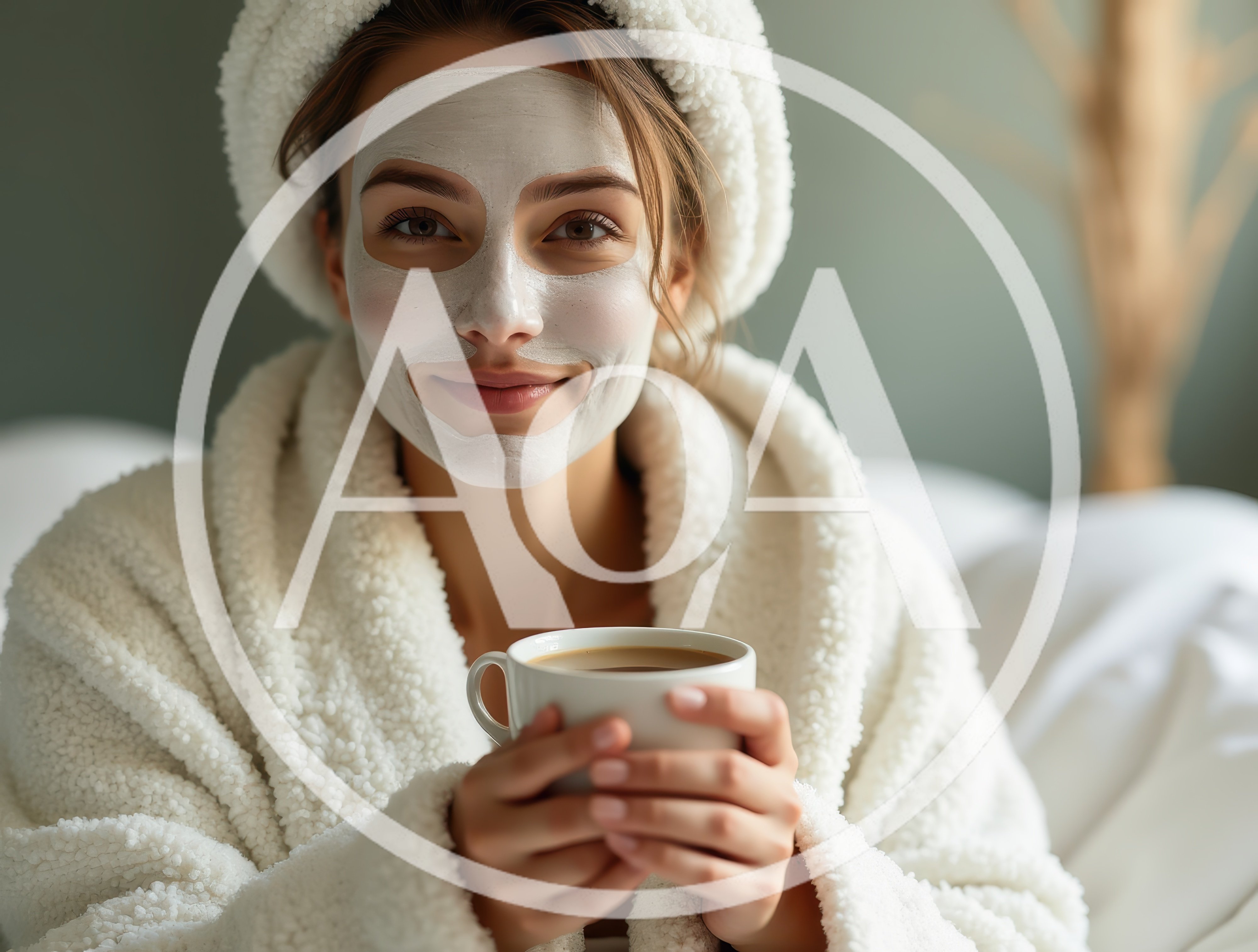 Woman With Face Mask Holding Coffee Cup