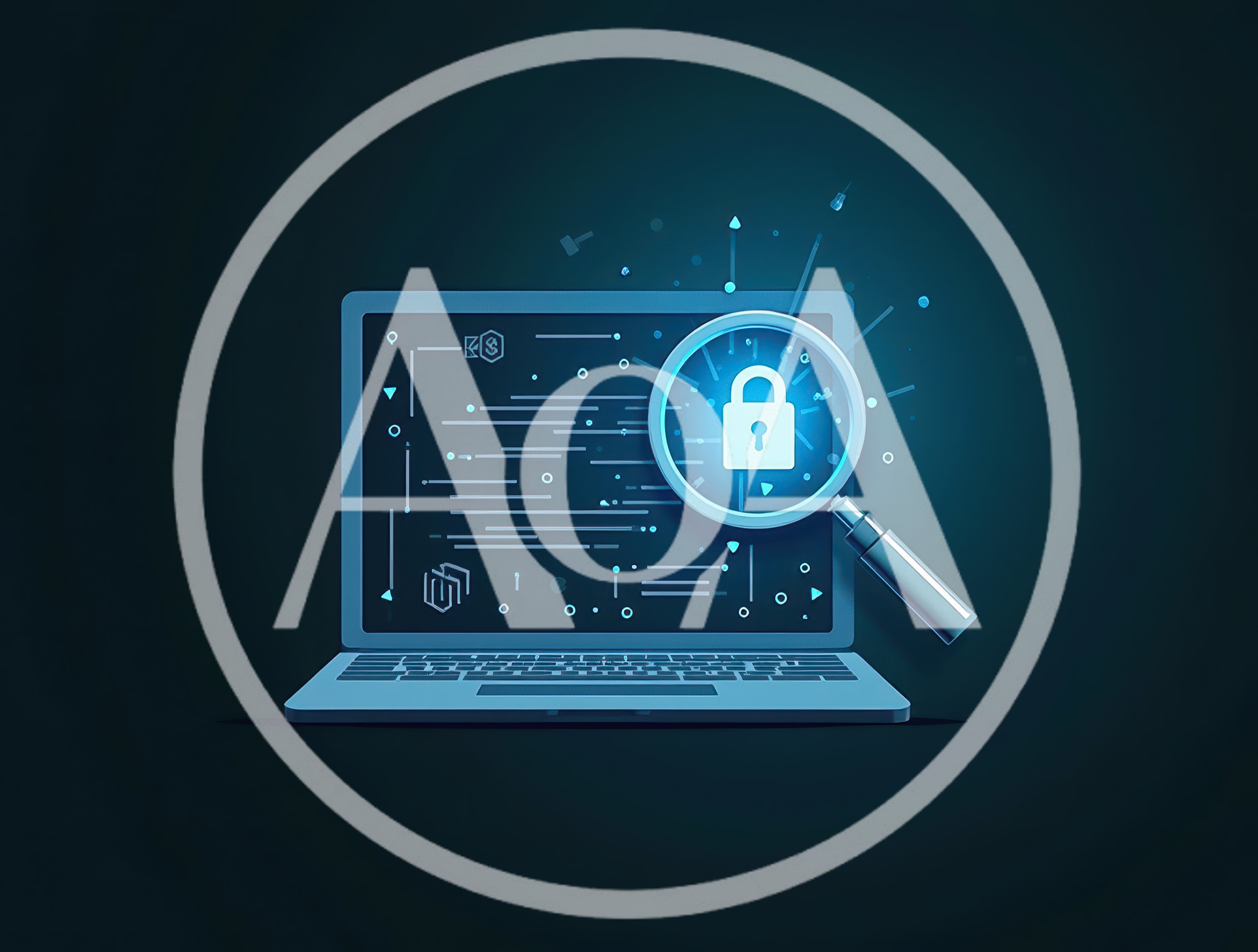 Cybersecurity Concept With Laptop And Magnifying Glass