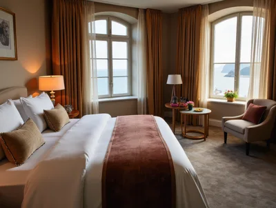 Luxury Hotel Bedroom With Ocean View