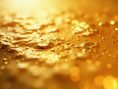 Abstract Liquid Gold Surface With Bokeh Reflections