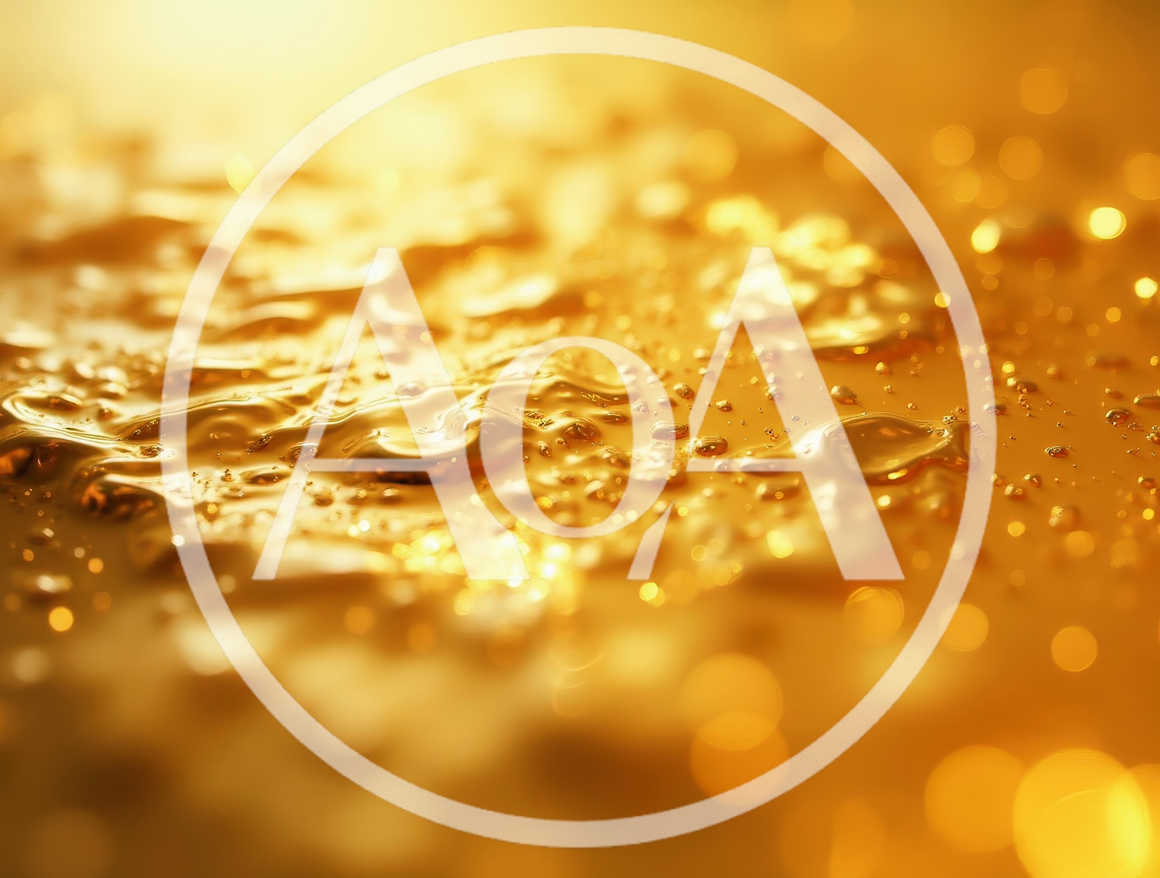 Abstract Liquid Gold Surface With Bokeh Reflections