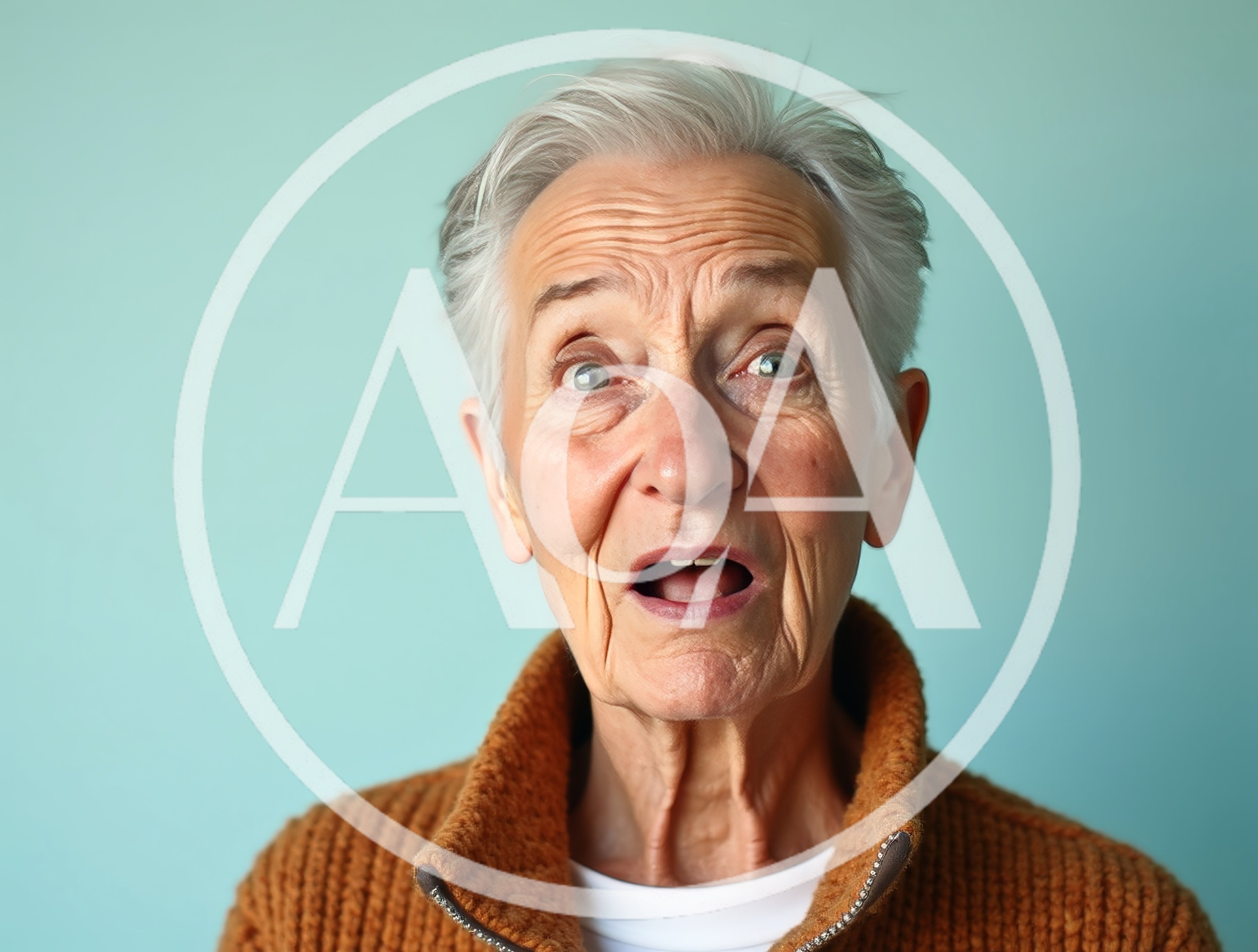 Surprised Elderly Woman With Gray Hair