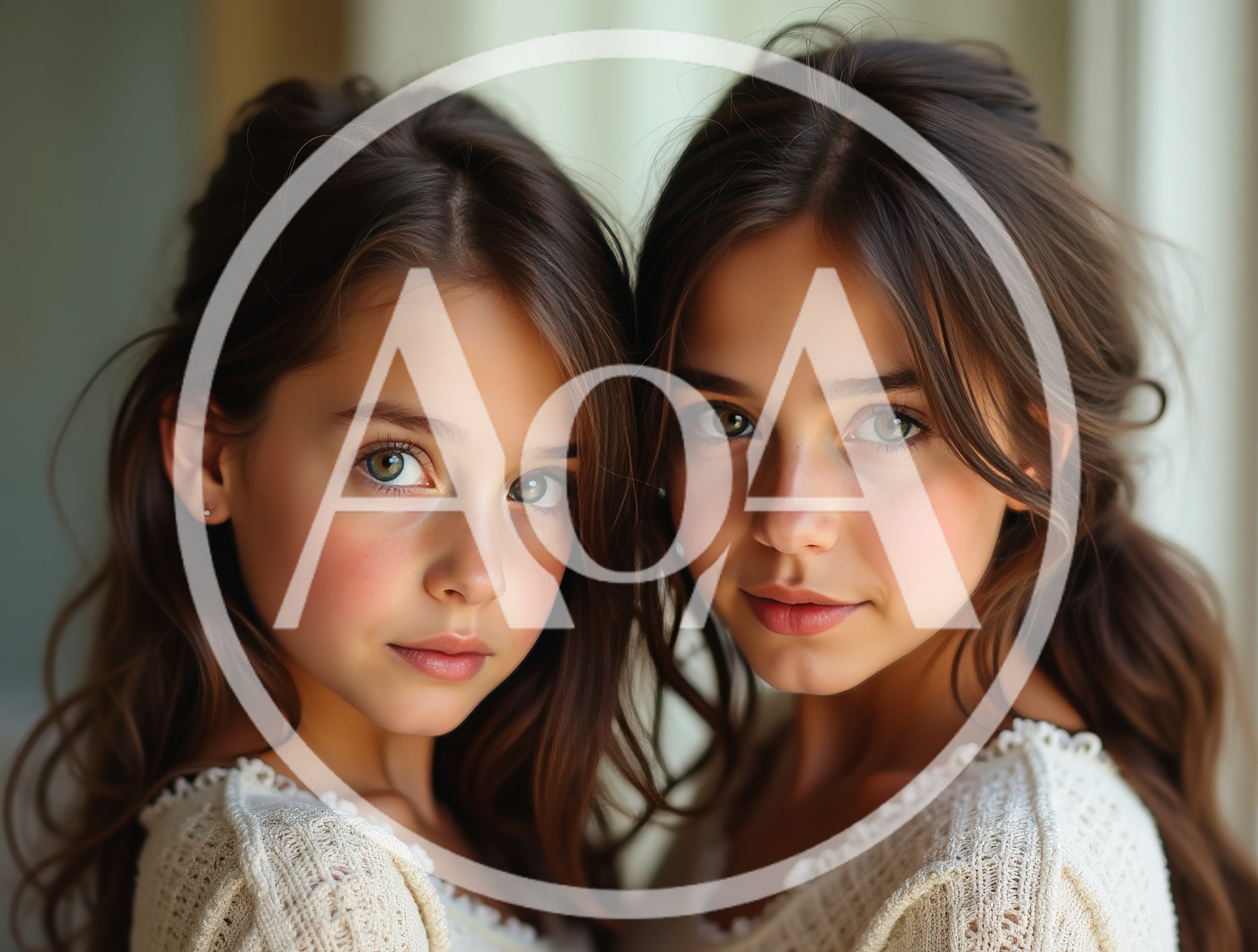 Portrait Of Two Young Twin Sisters