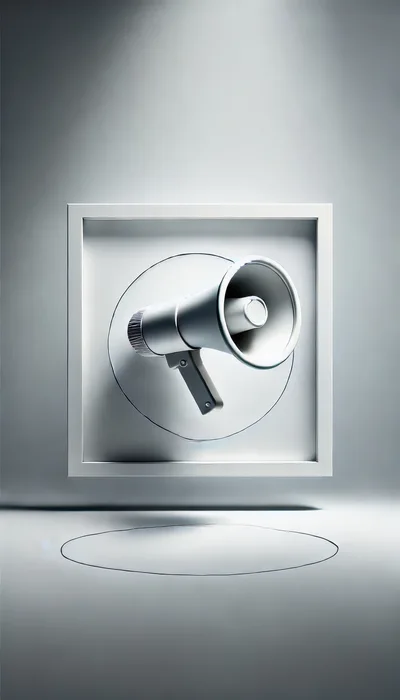 Minimalist 3D Rendered Megaphone In A Floating Frame