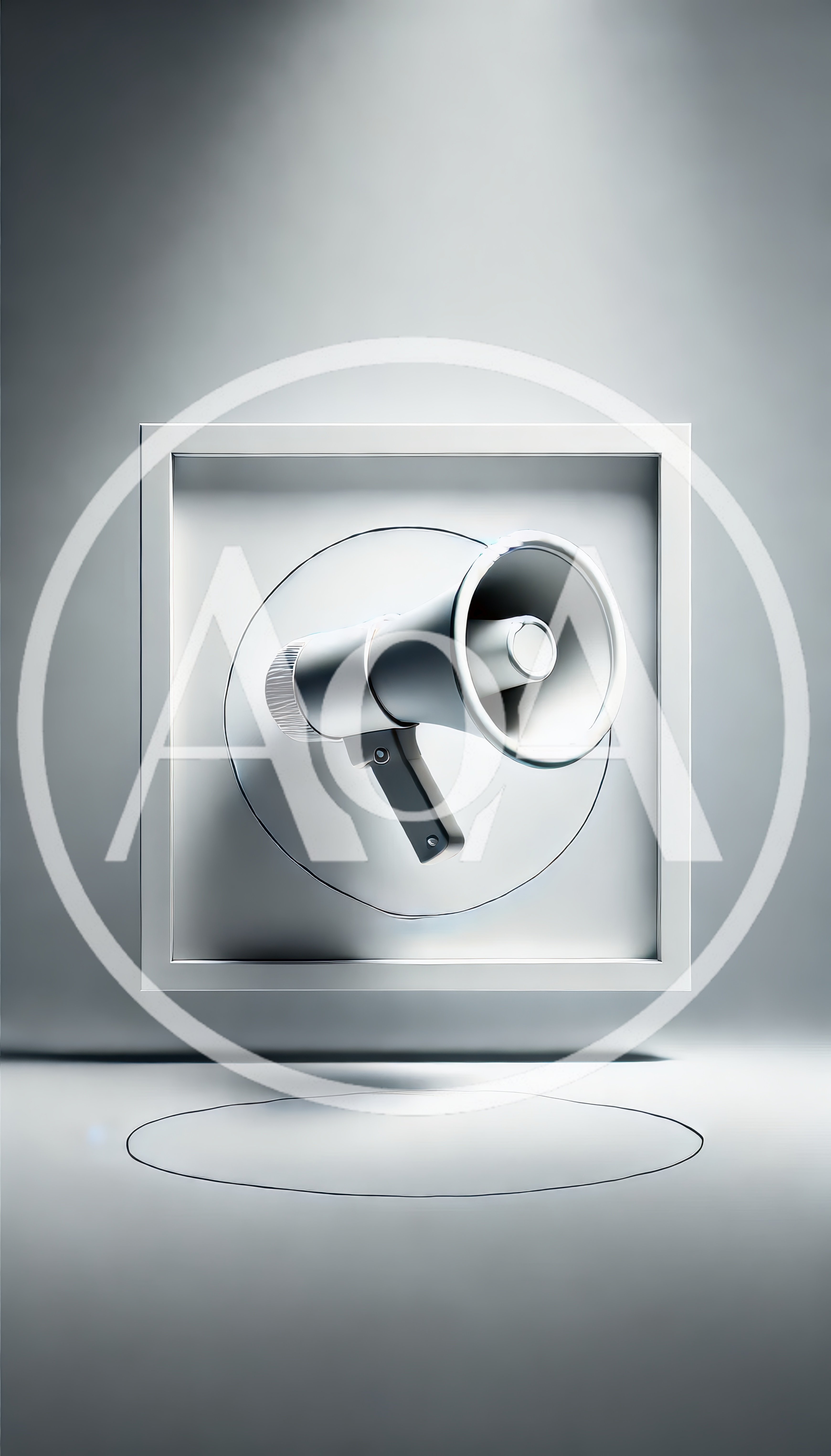 Minimalist 3D Rendered Megaphone In A Floating Frame