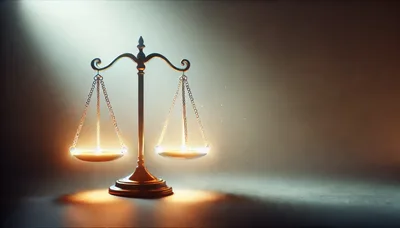 Golden Scales Of Justice On A Dark Background