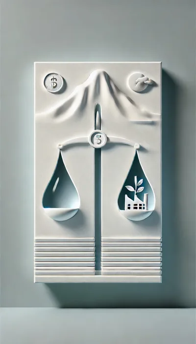 Conceptual 3D Relief Sculpture Of Economic And Environmental Balance