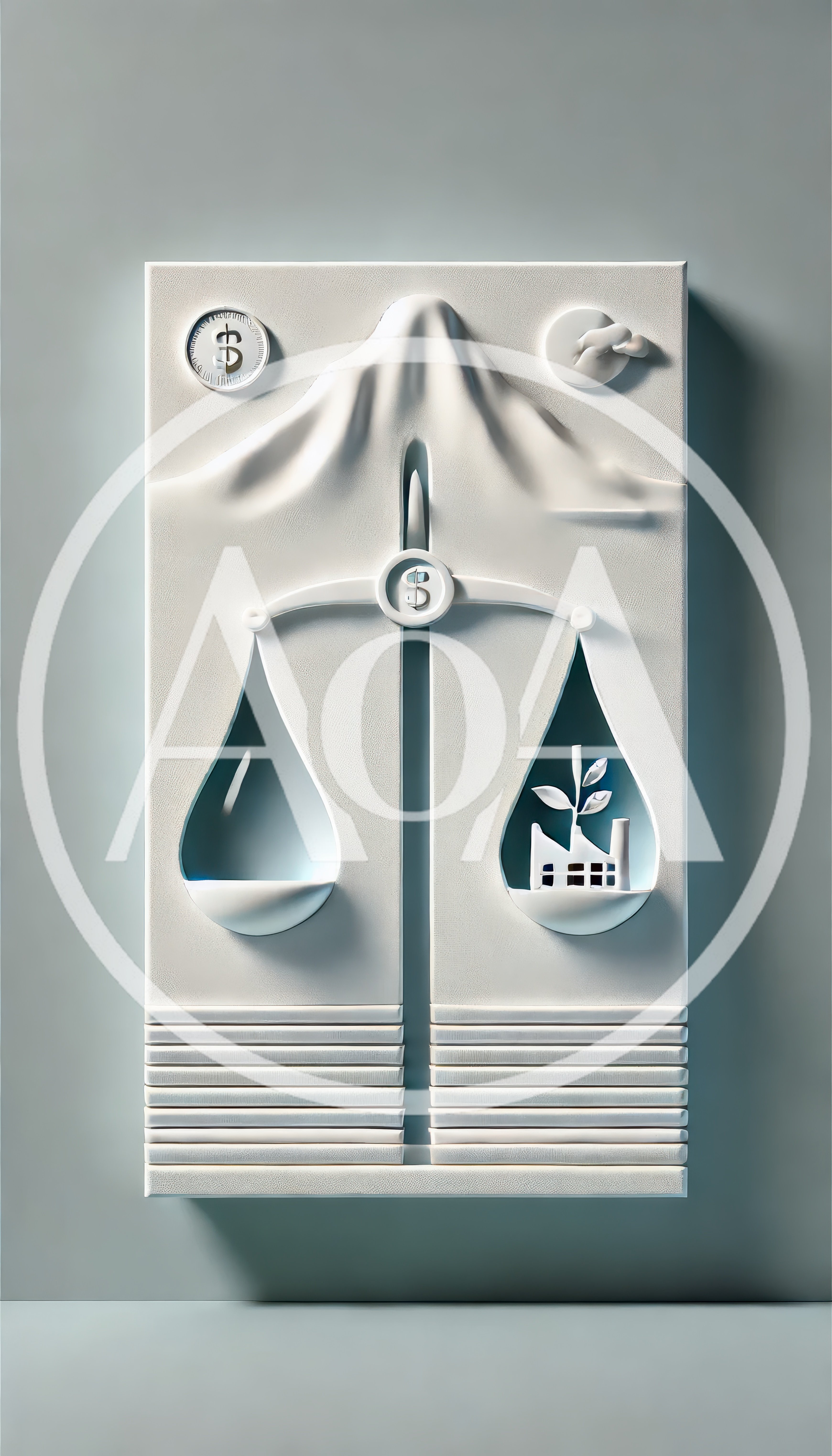 Conceptual 3D Relief Sculpture Of Economic And Environmental Balance