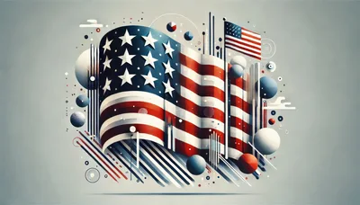 Abstract American Flag Design With Geometric Elements
