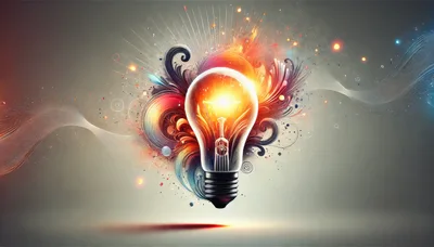 Glowing Light Bulb With Abstract Colorful Energy Swirls