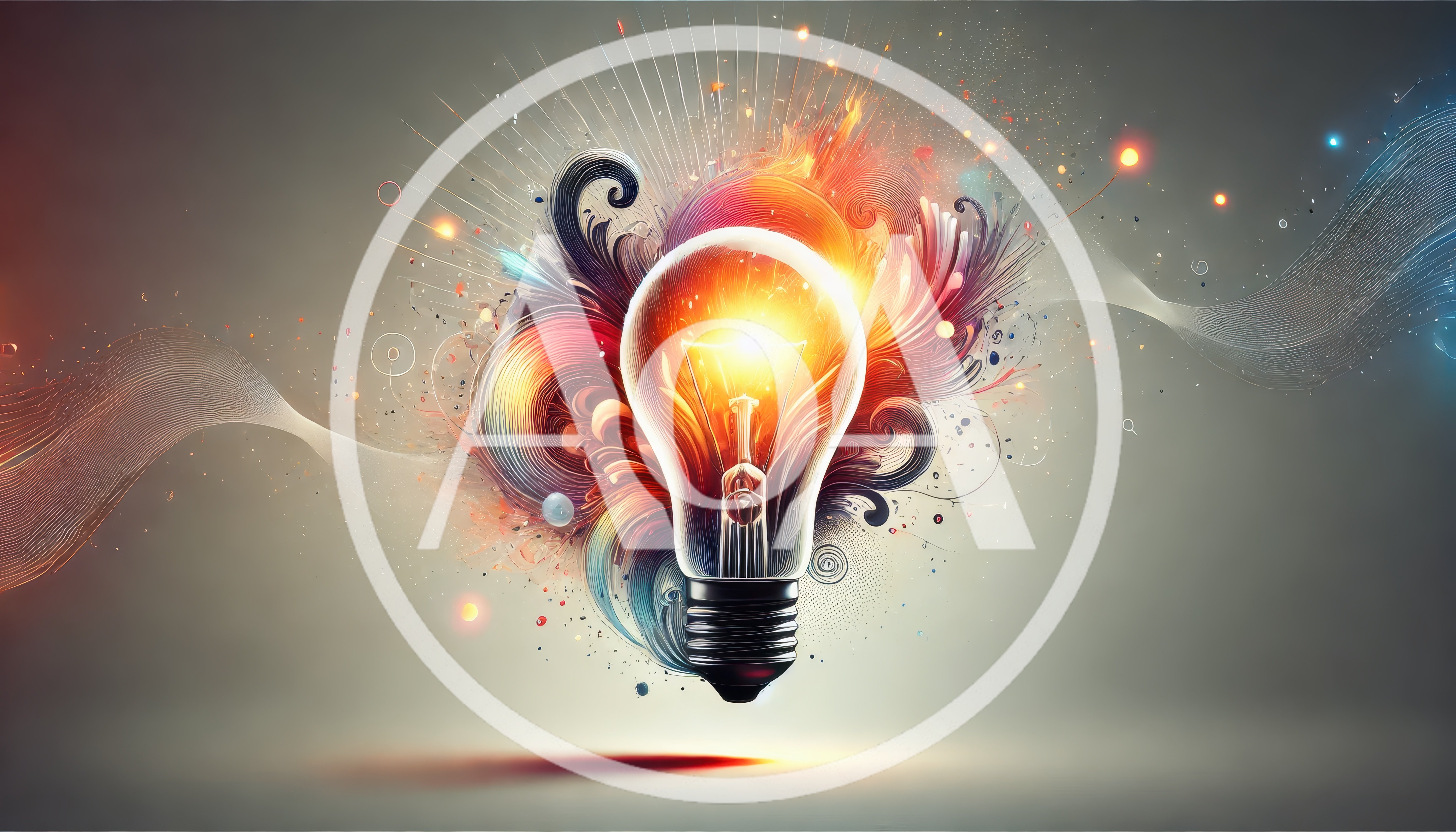 Glowing Light Bulb With Abstract Colorful Energy Swirls