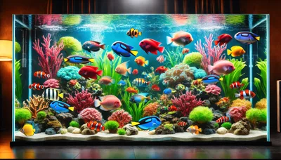 Vibrant Tropical Fish Swimming in a Large Aquarium