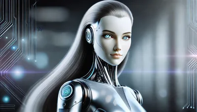 Portrait Of A Futuristic Female Android Robot