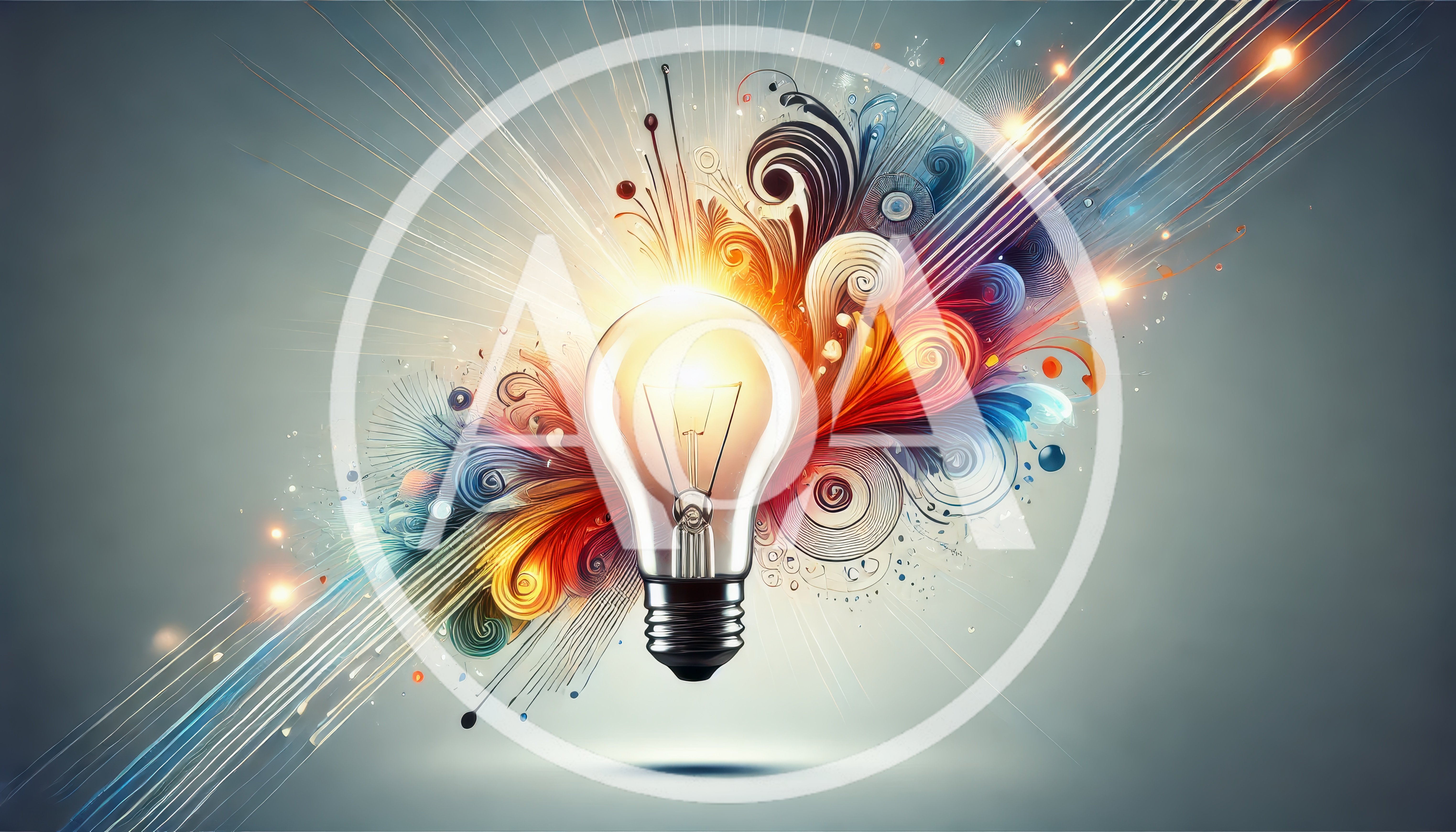 Glowing Light Bulb With Abstract Colorful Swirls