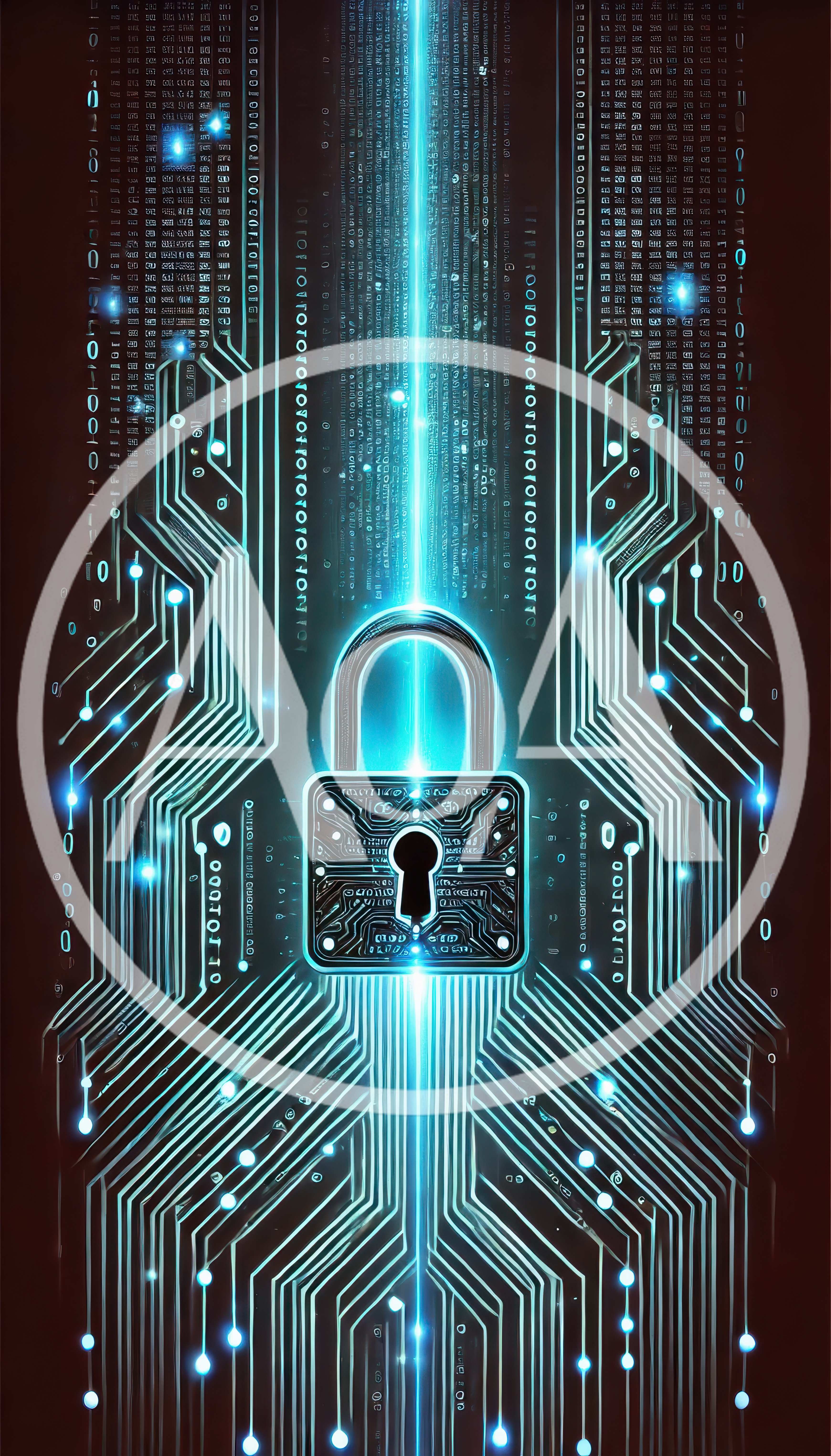 Digital Security Padlock With Glowing Circuit Board Background
